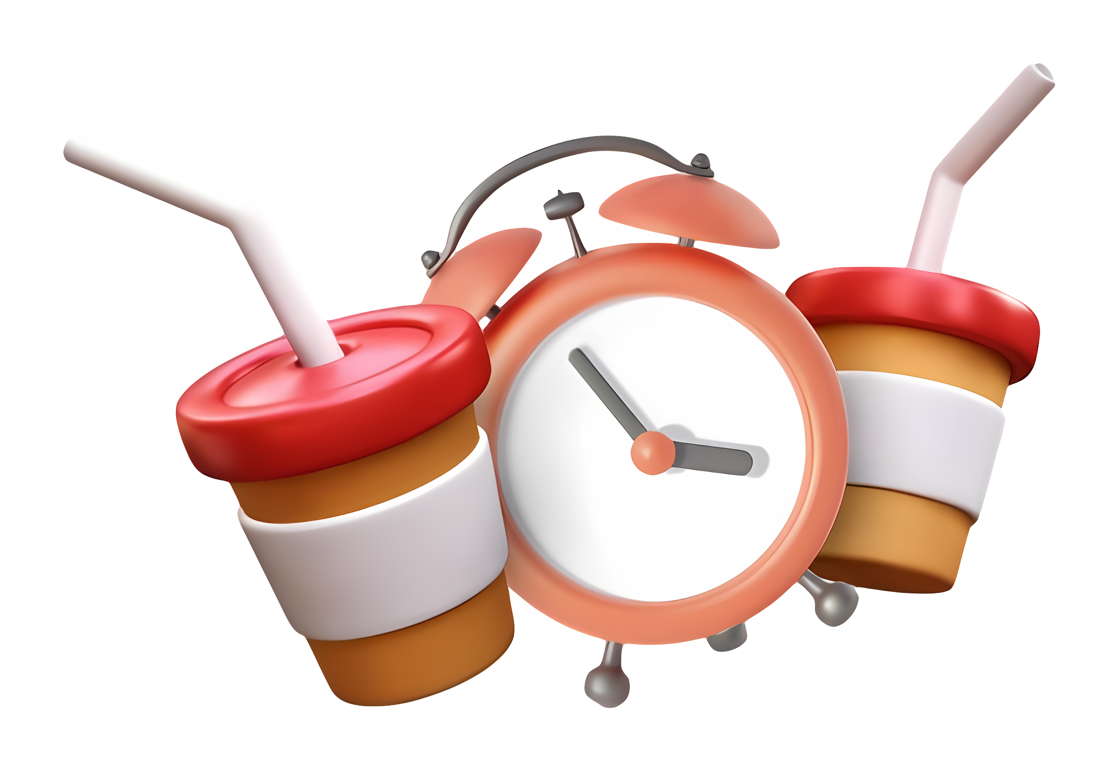 Orange clock with cups attached, simple design Clipart