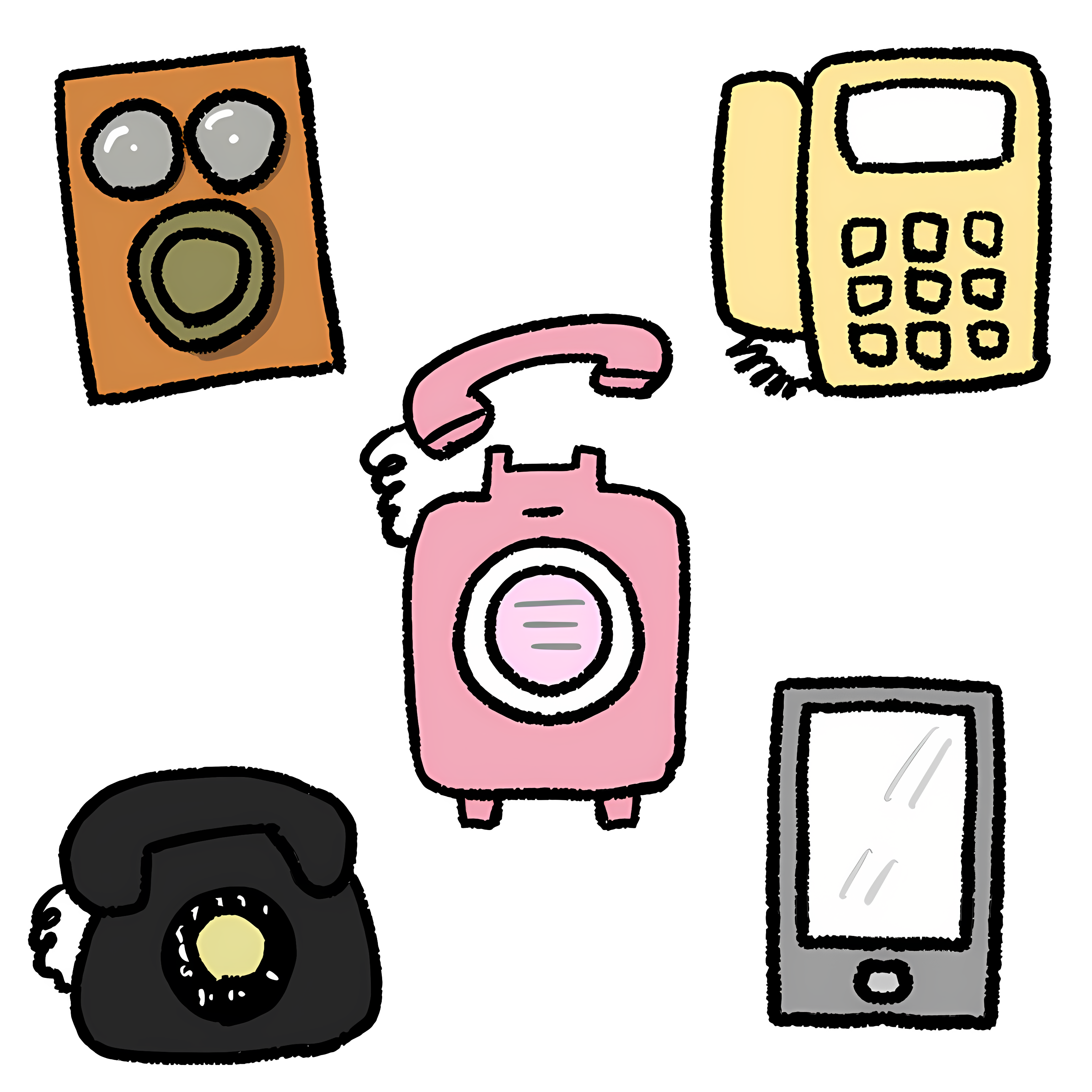 Collection of electronic devices arranged in grid format Clipart