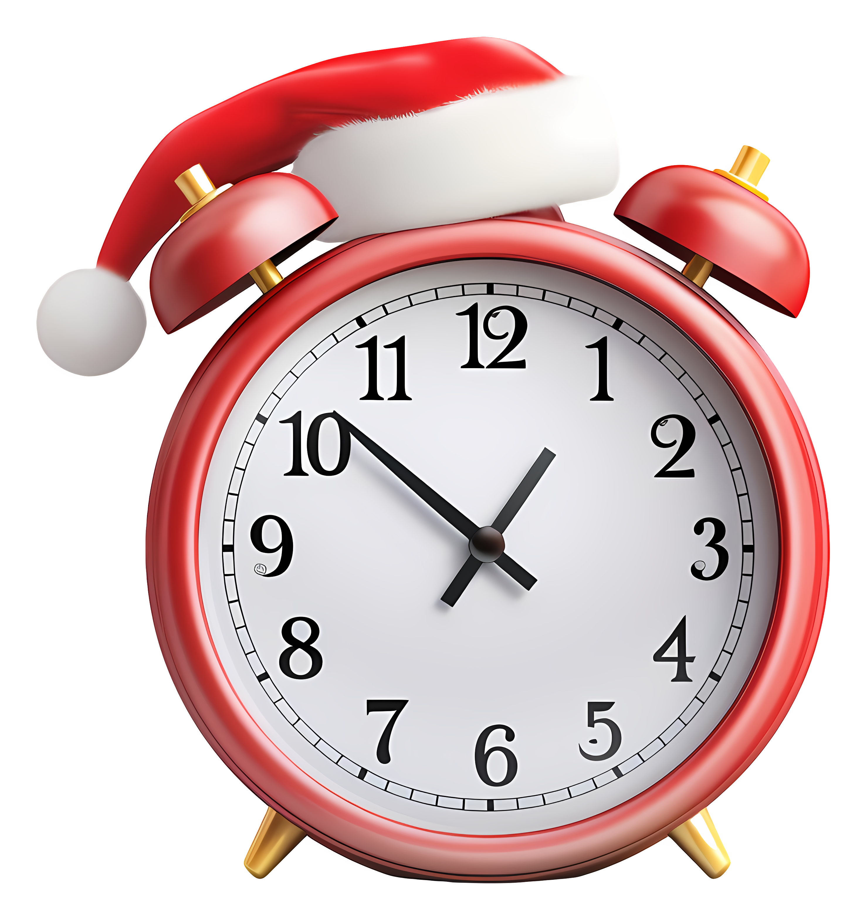 with a red Santa hat on it, showing the time as 12:00 Clipart