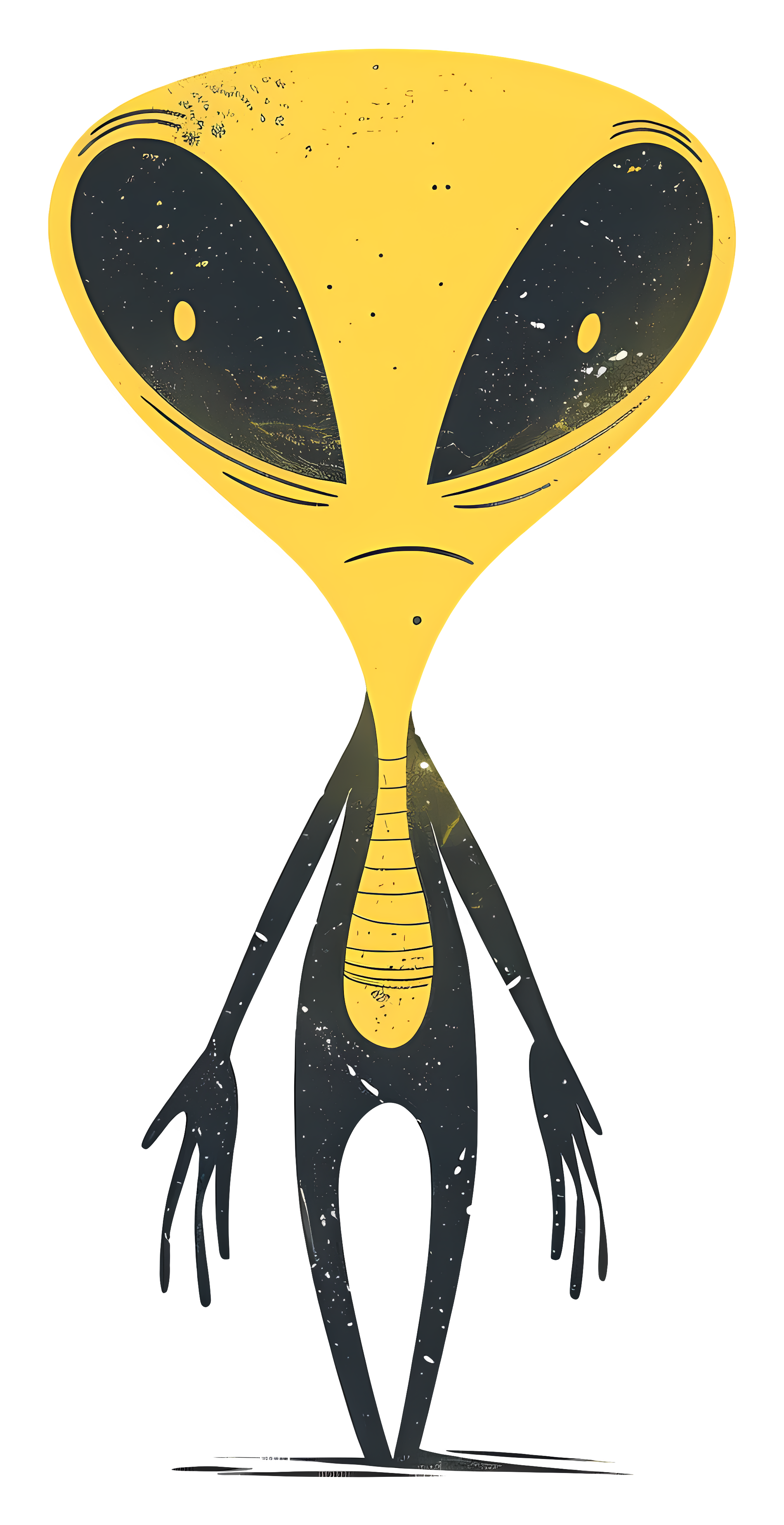 Yellow alien with black and white features Clipart