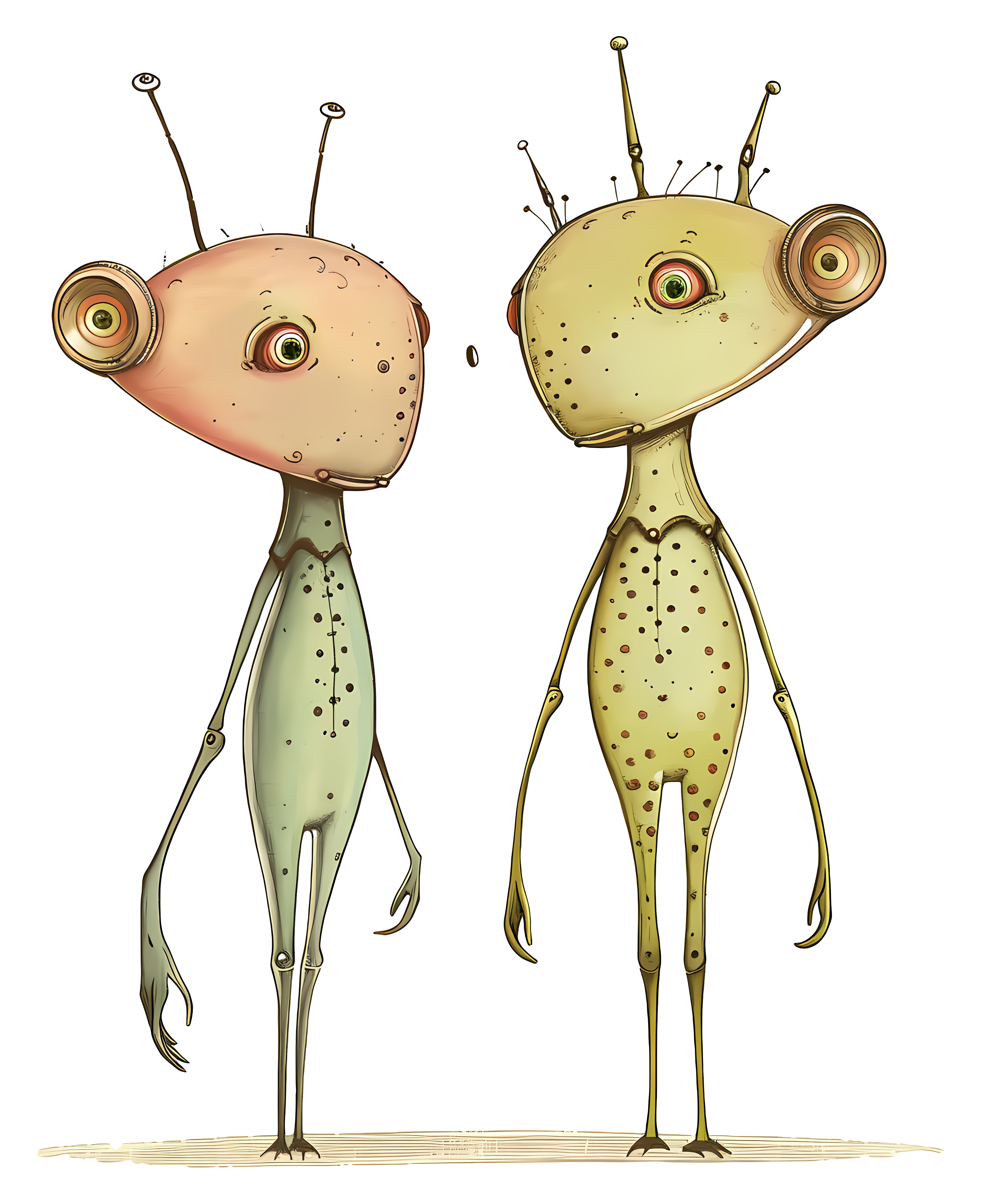 Two strange alien creatures with unique features Clipart