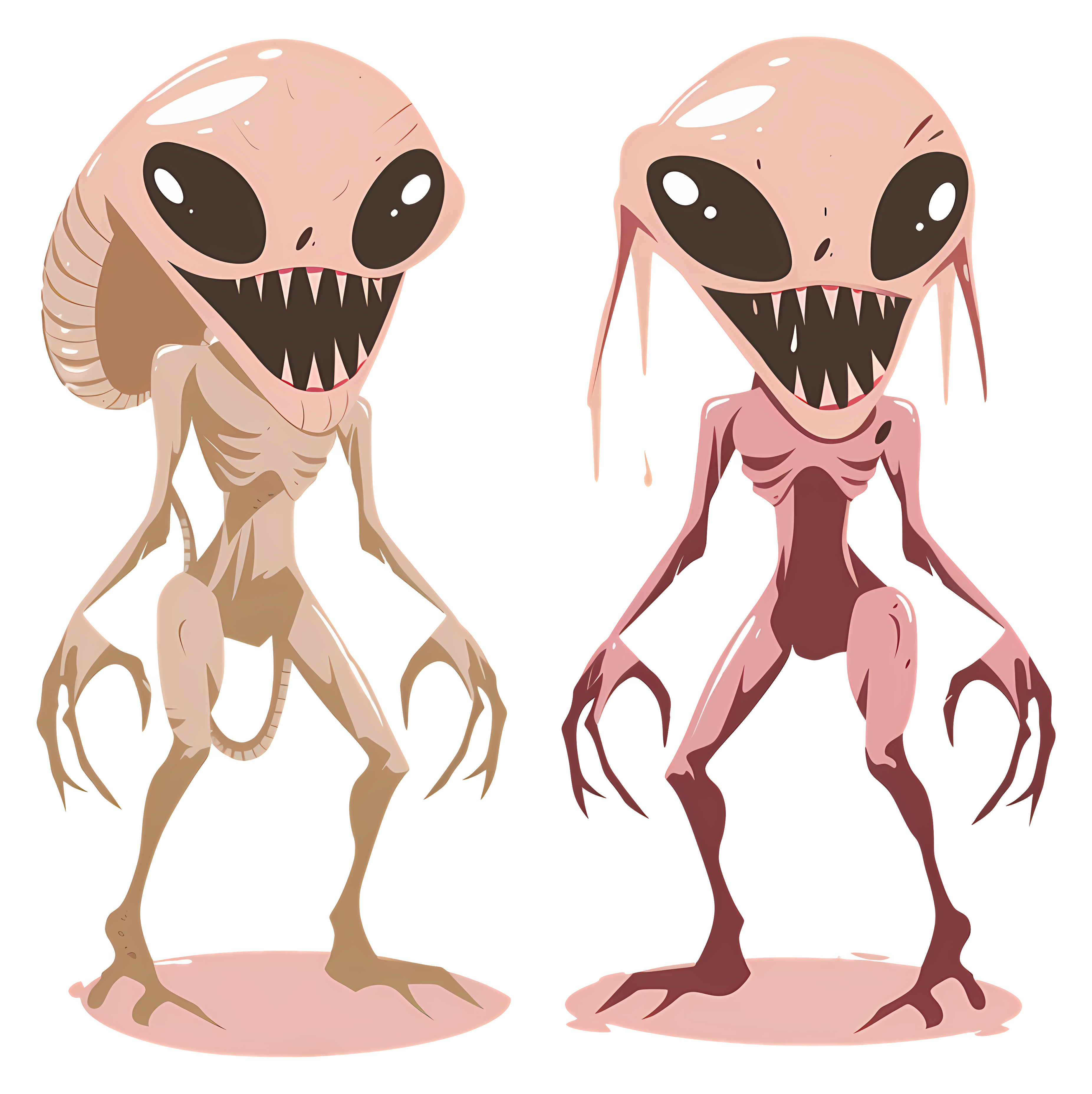 Two alien creatures with menacing features Clipart