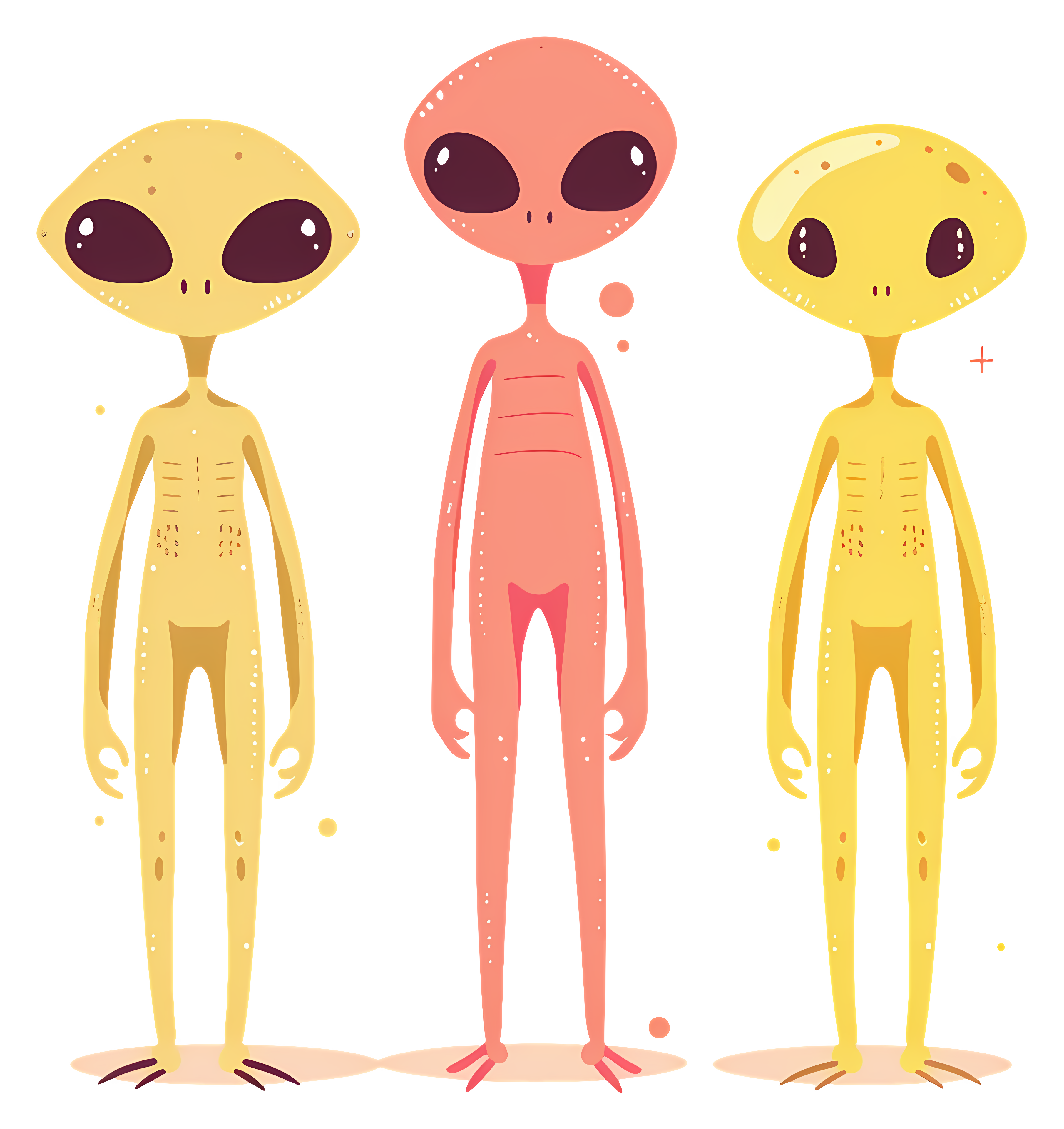 Colorful cartoon aliens standing confidently with smiles Clipart