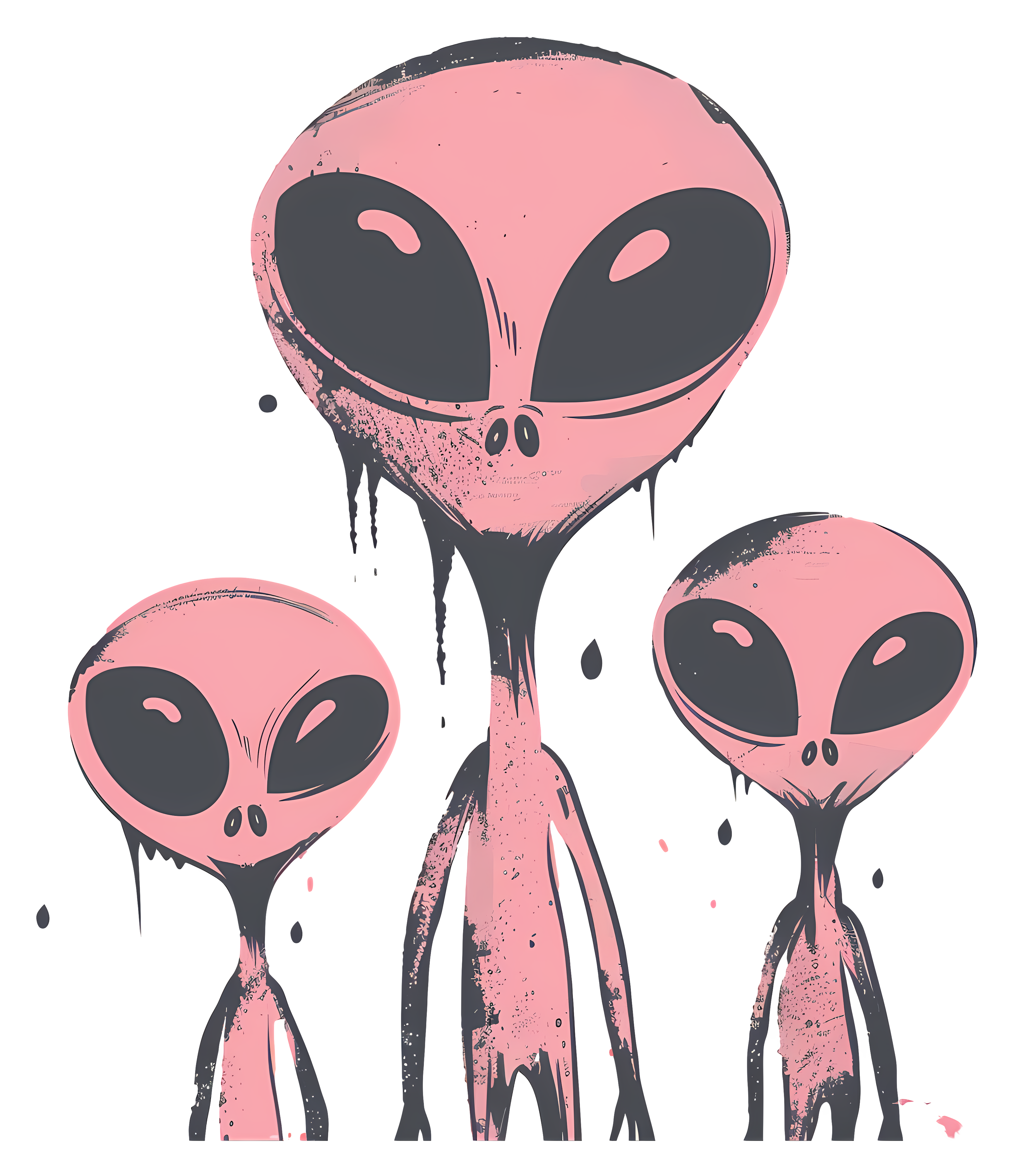 Three pink aliens with unique features standing Clipart