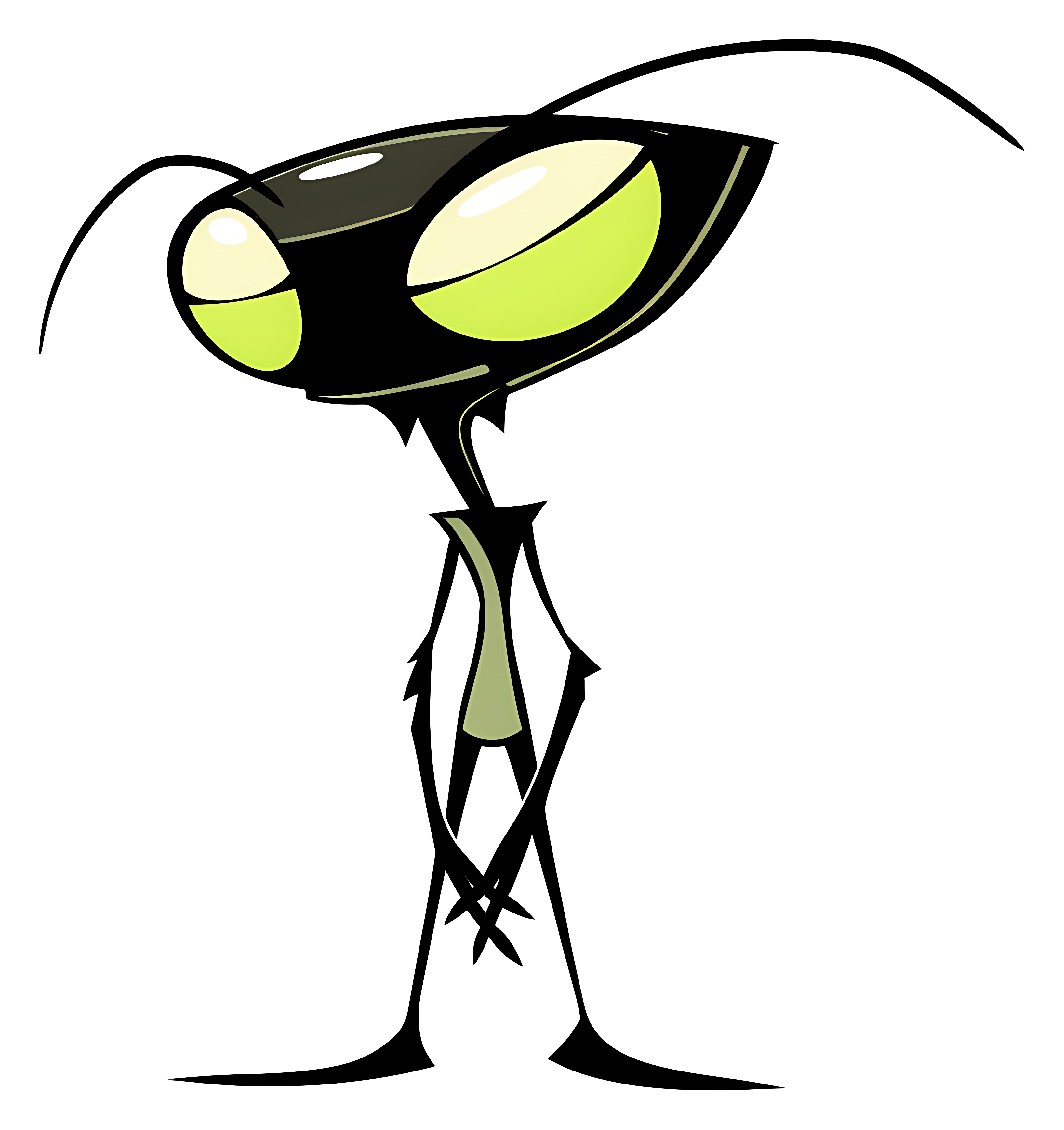 Green alien with large ears and eyes Clipart