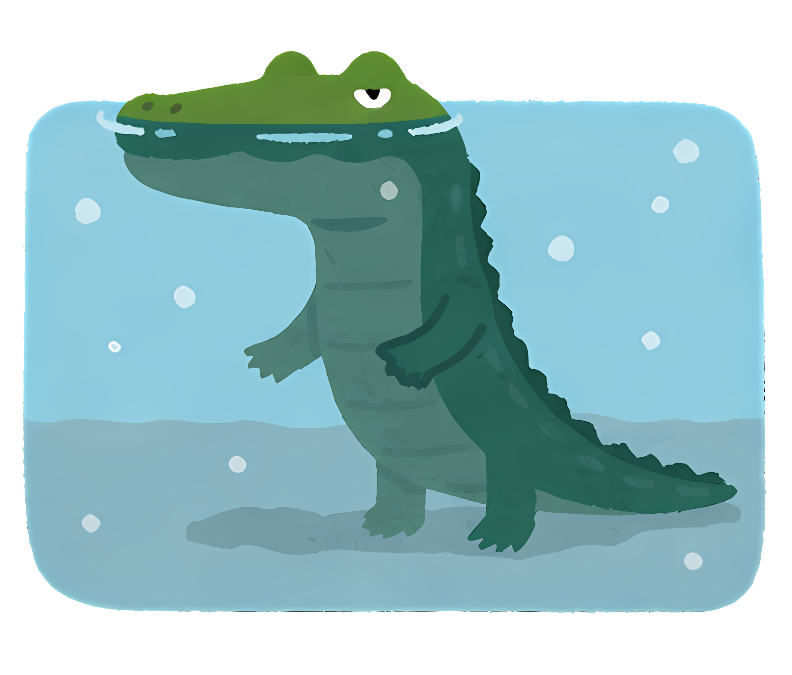 Cartoon alligator standing in water with open mouth Clipart