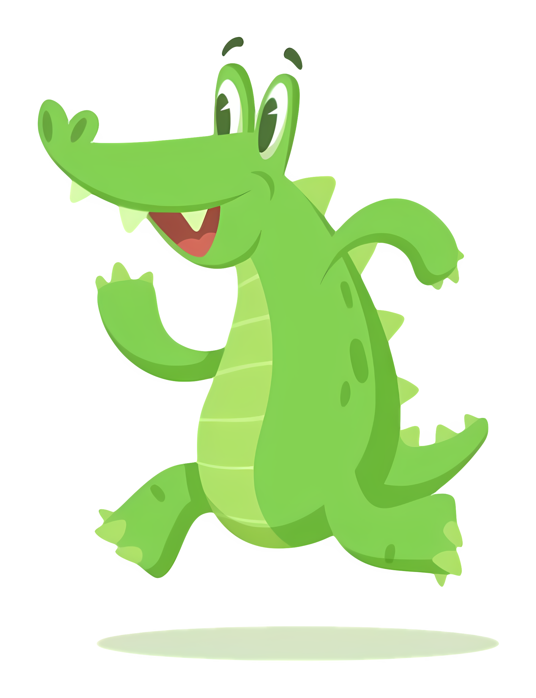 Cartoon alligator running with open mouth and hat Clipart