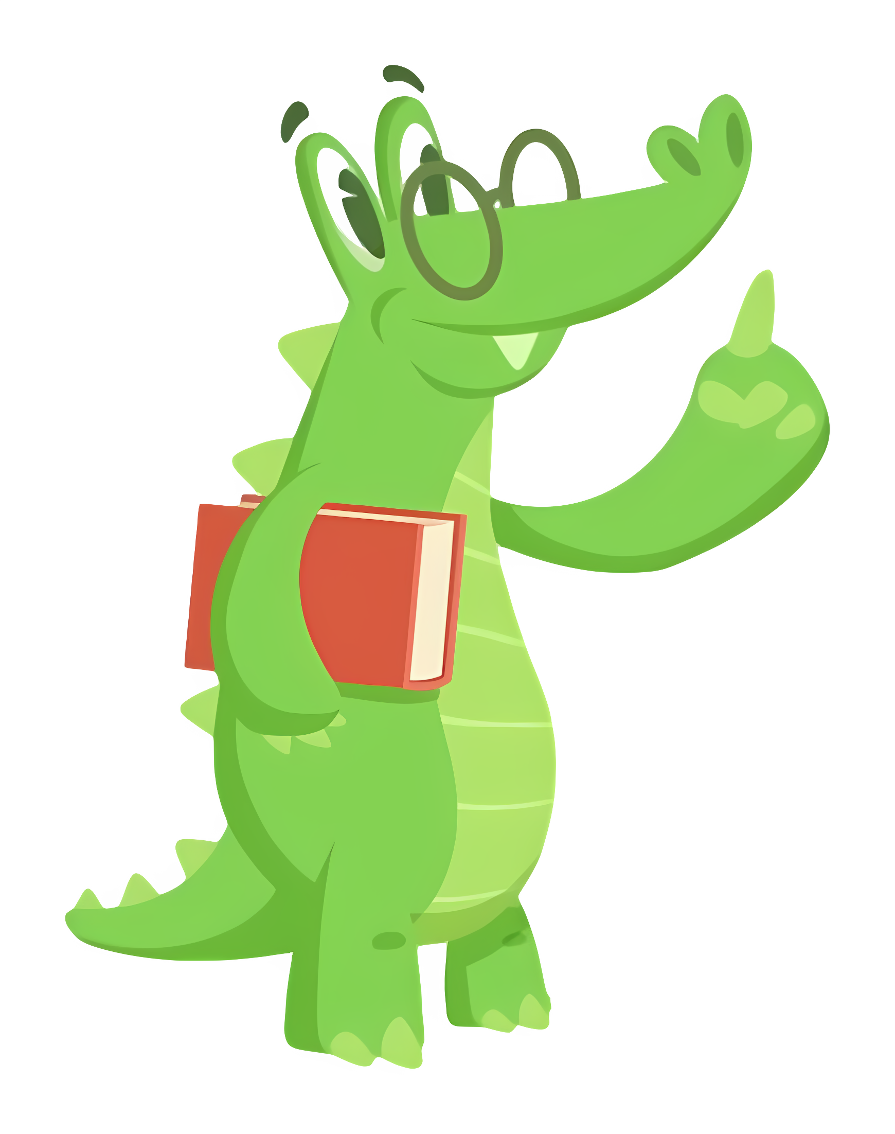 Curious alligator holding book with outstretched arms Clipart