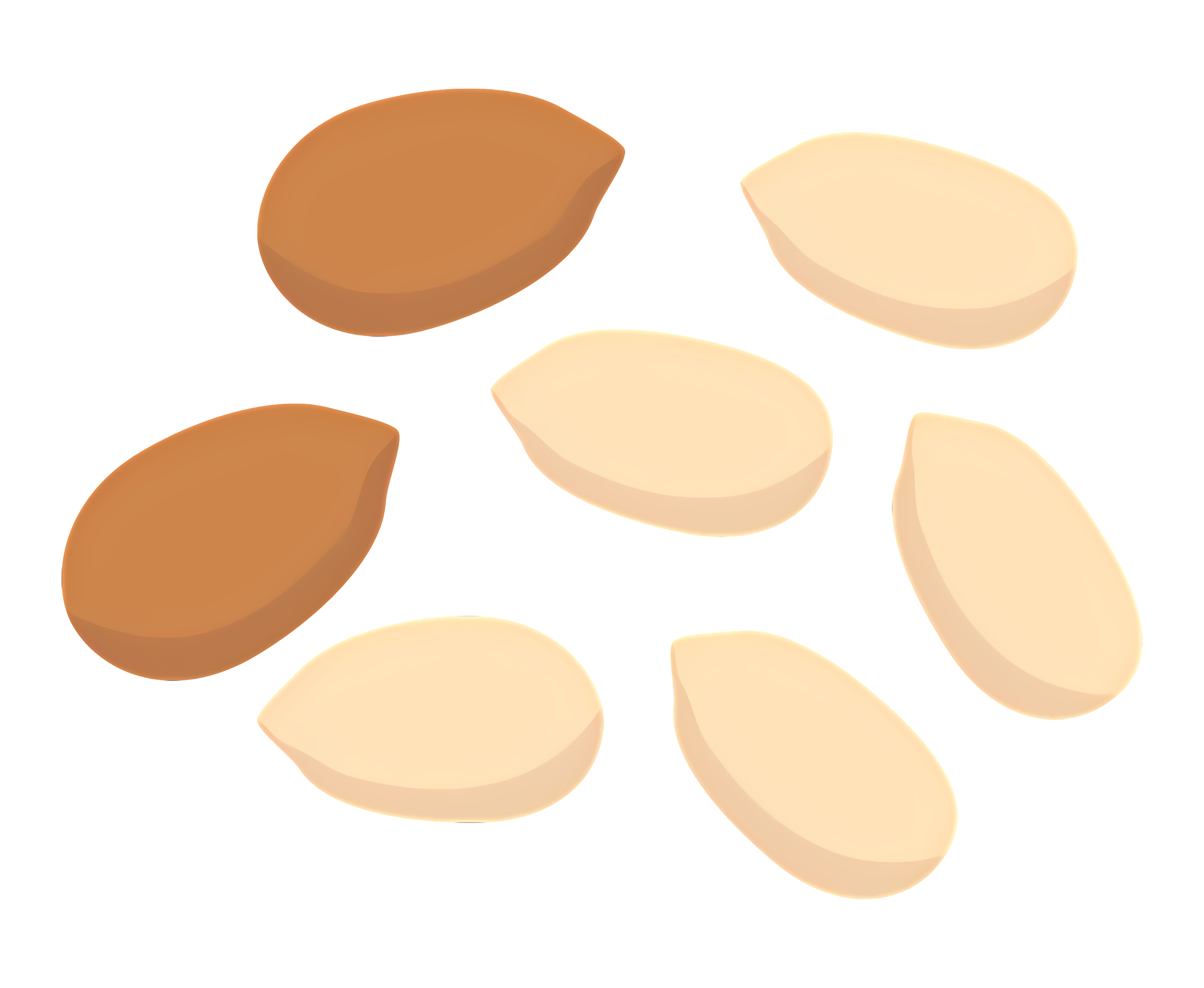 Group of colorful almonds arranged on black background Clipart