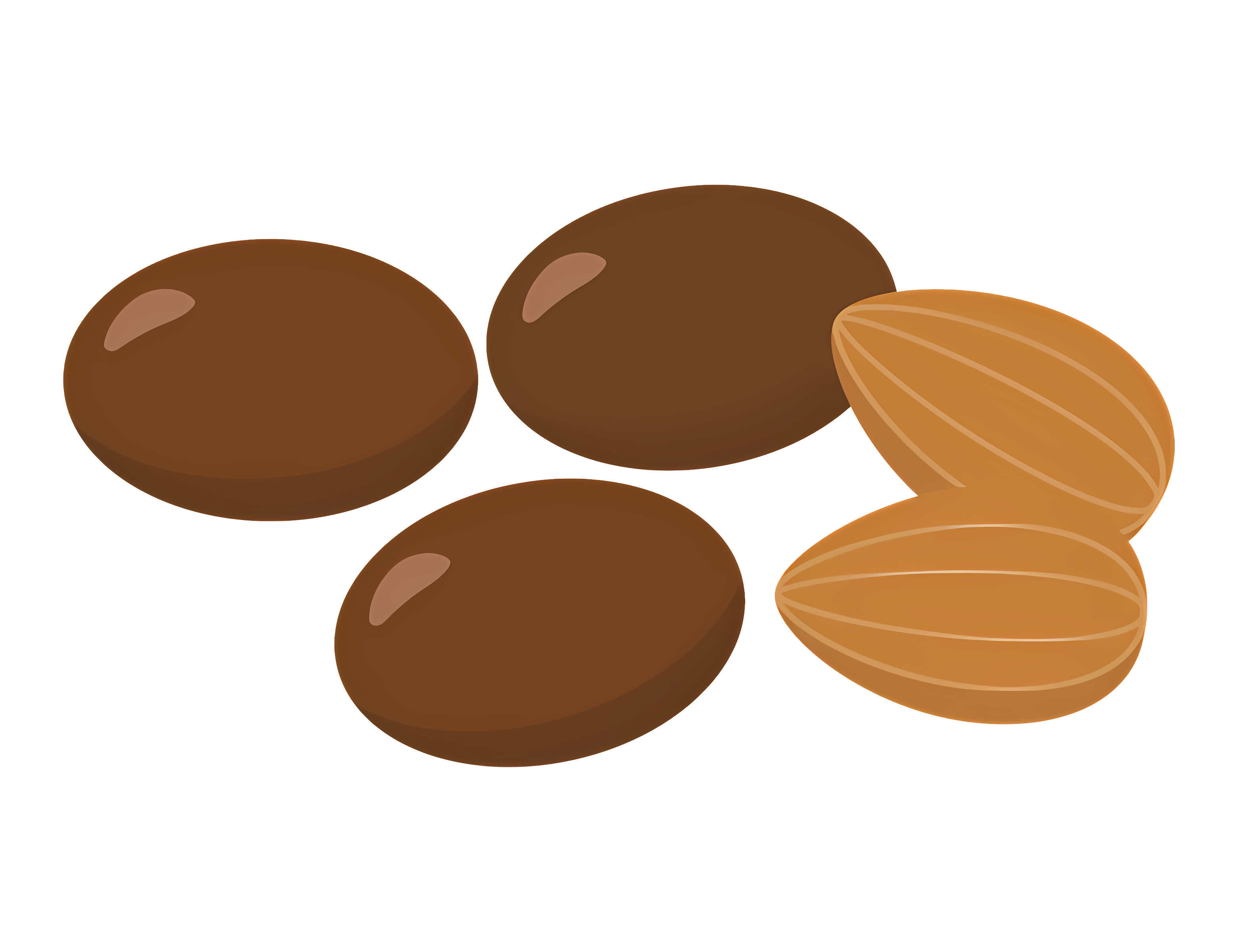 Group of brown almonds with intact shells Clipart