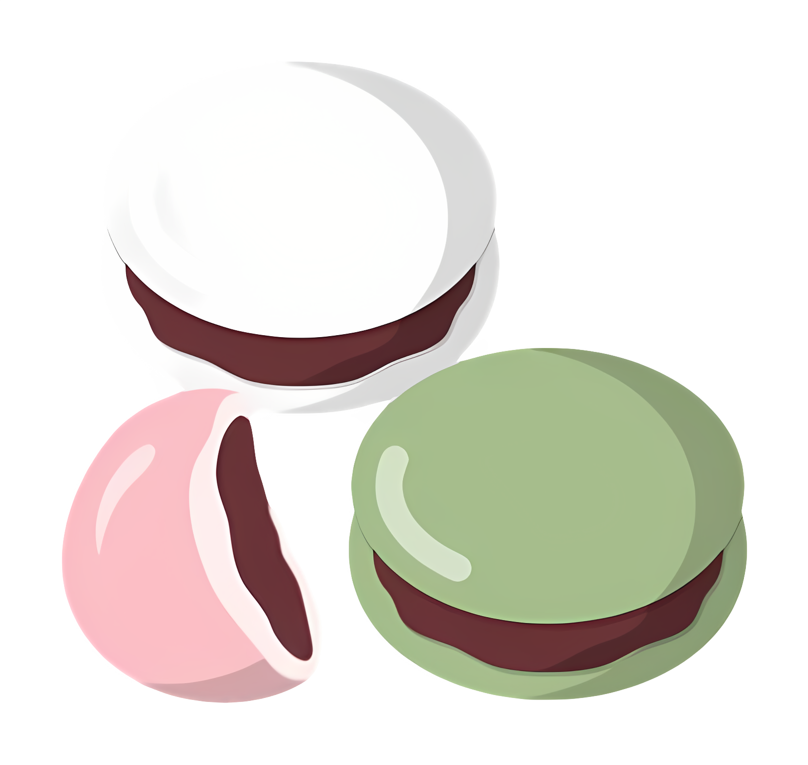 Close-up view of three colorful macarons Clipart