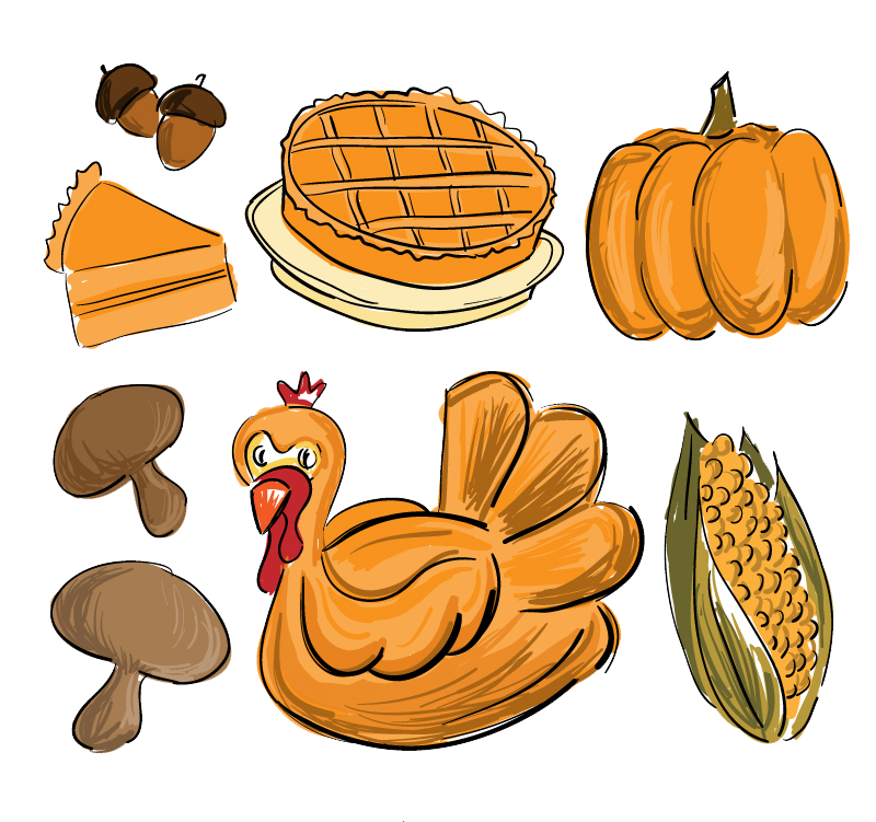 Thanksgiving Day Food Background Clipart