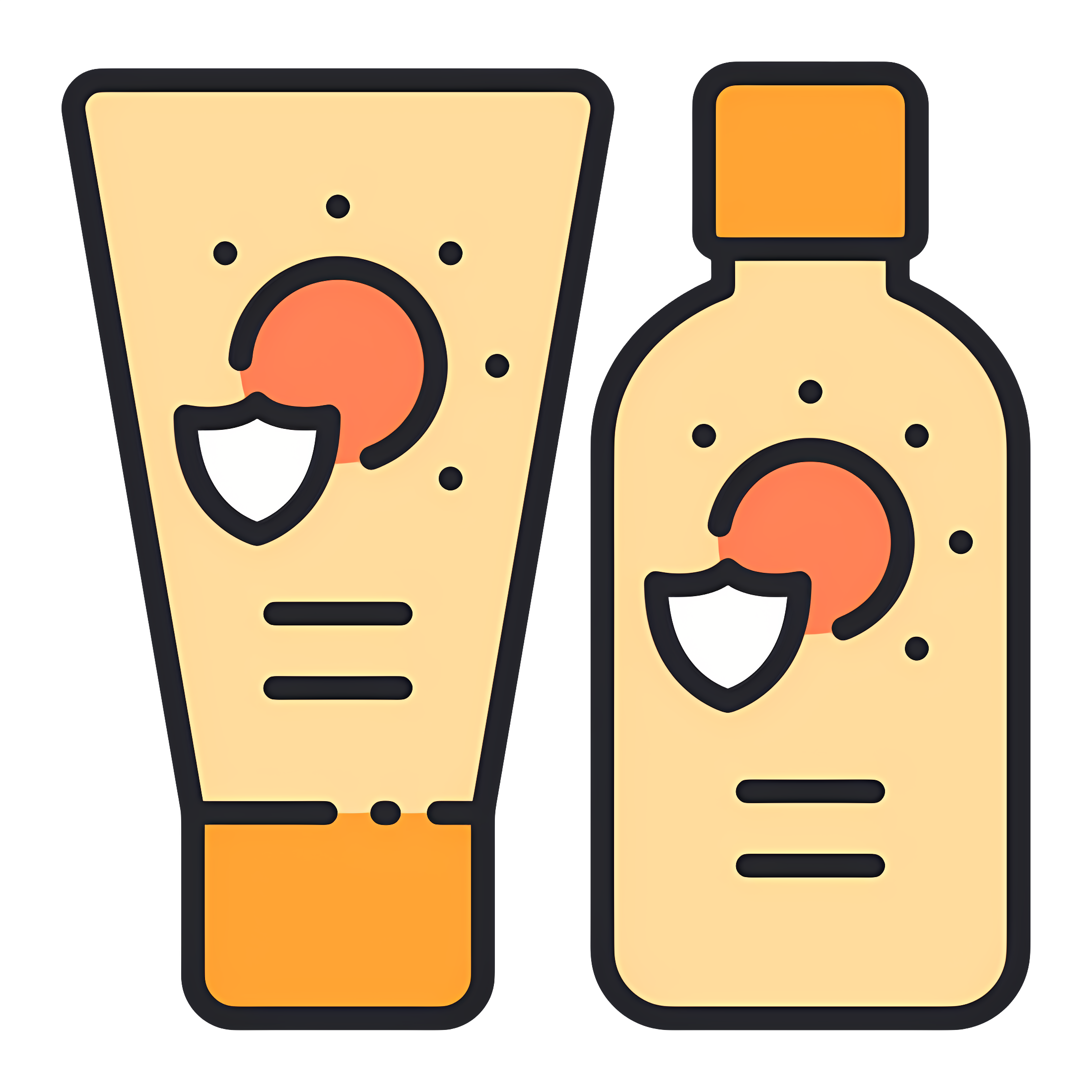 Orange-themed sunscreen bottles with SPF 15 Clipart