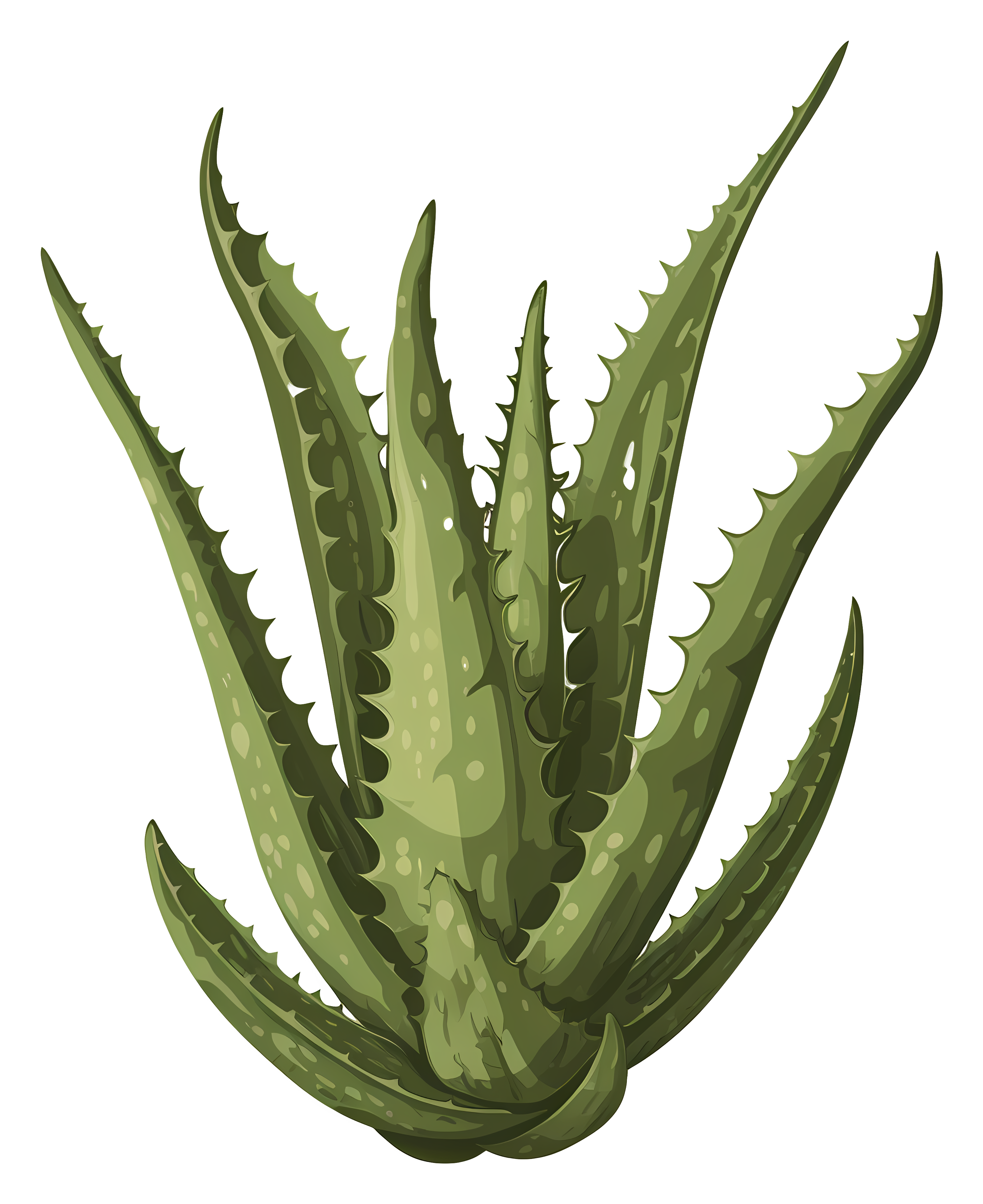 Digital representation of a green aloe plant Clipart