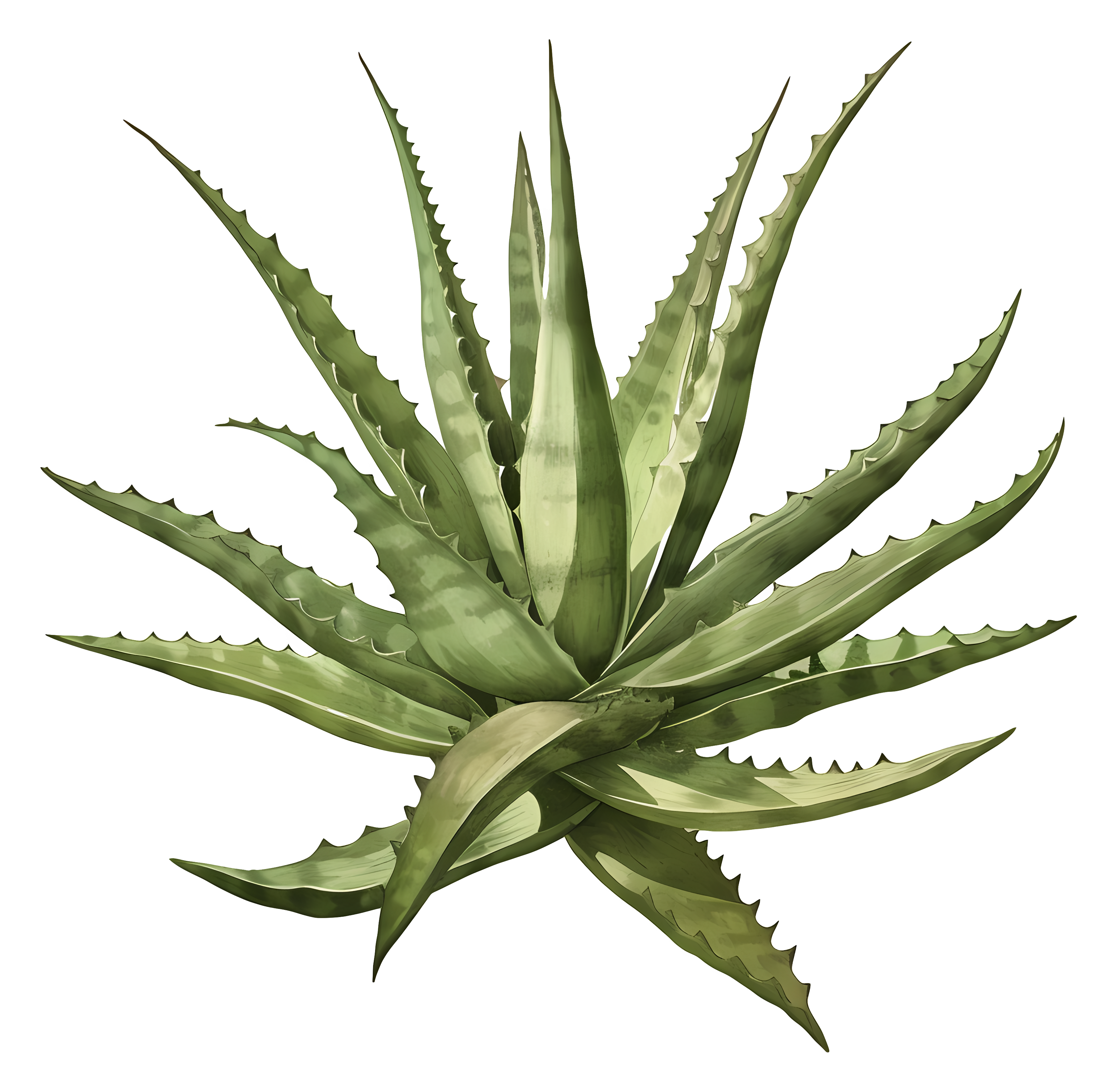 Digital illustration of potted aloe plant, green Clipart