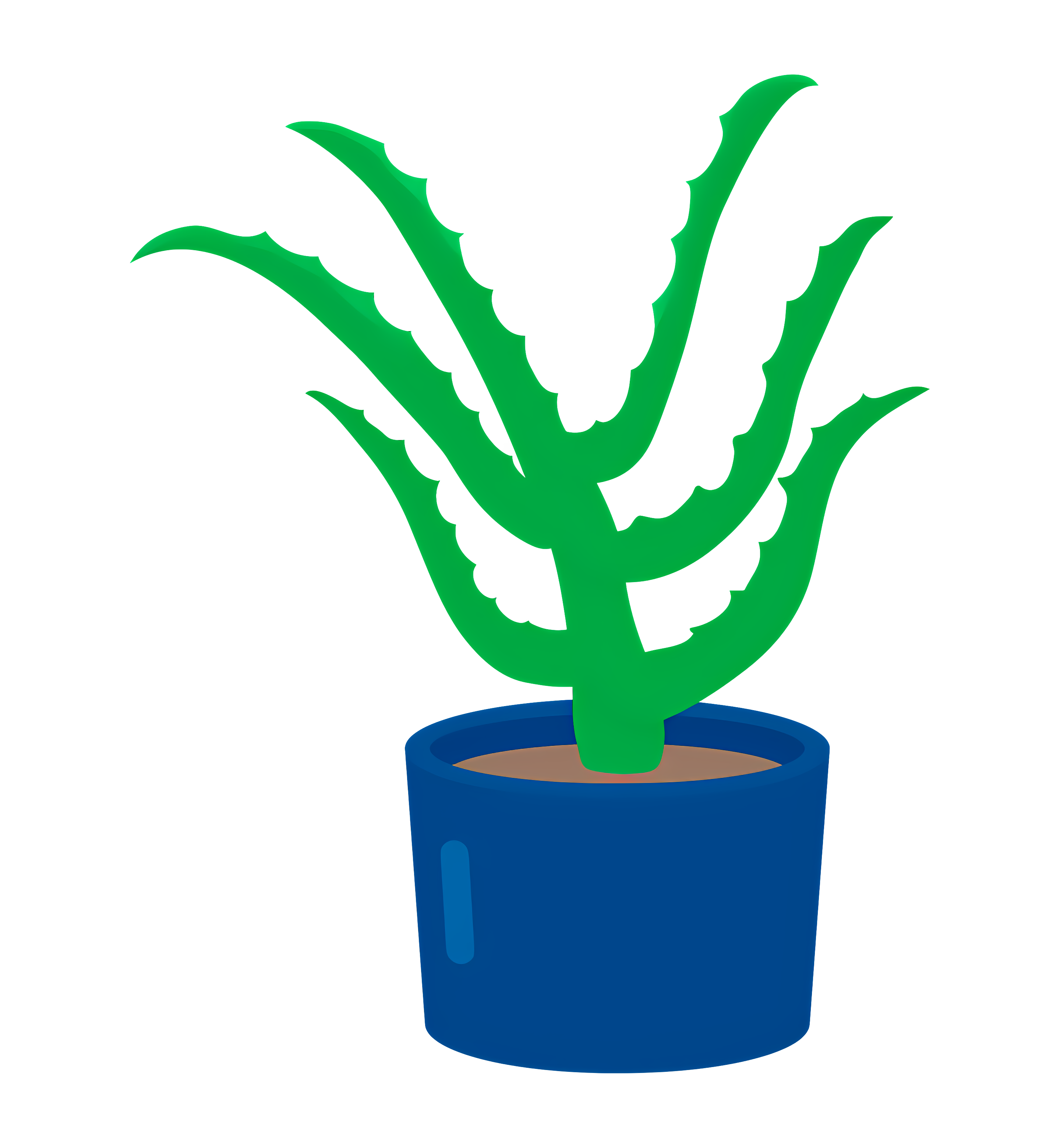 Aloe vera plant in blue pot on black background Clipart
