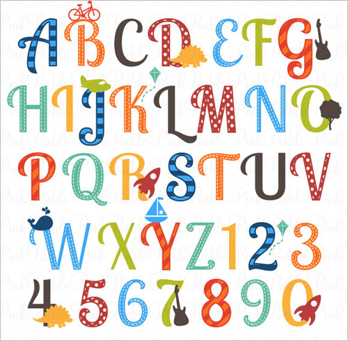Nursery Alphabet Letters Ai Vector Format Clipart
