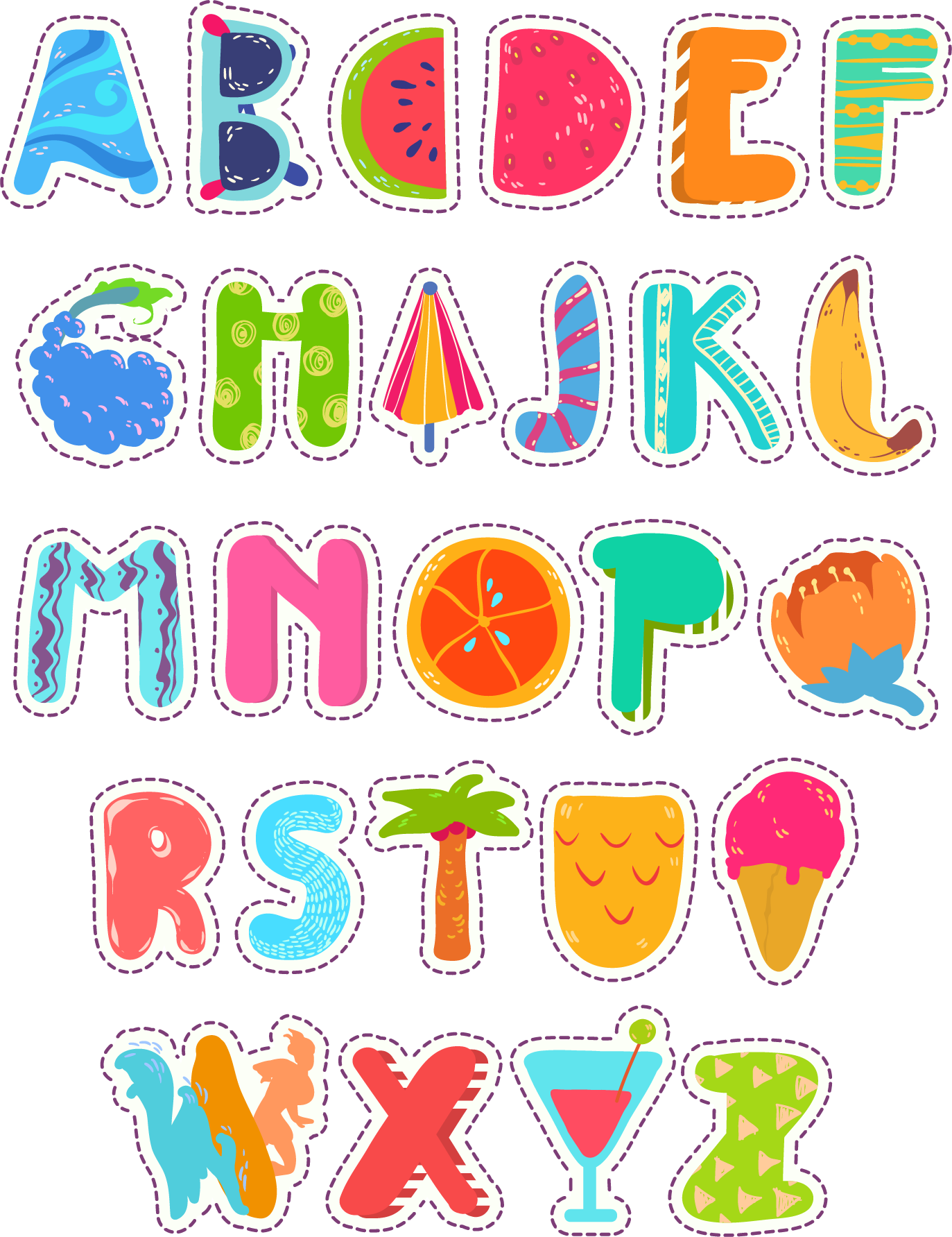 Summer Abc Letters Alphabet Word English Art Clipart