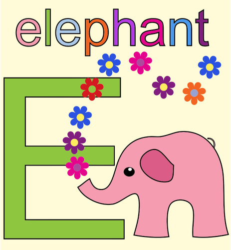 Elephant With Alphabet E Clipart
