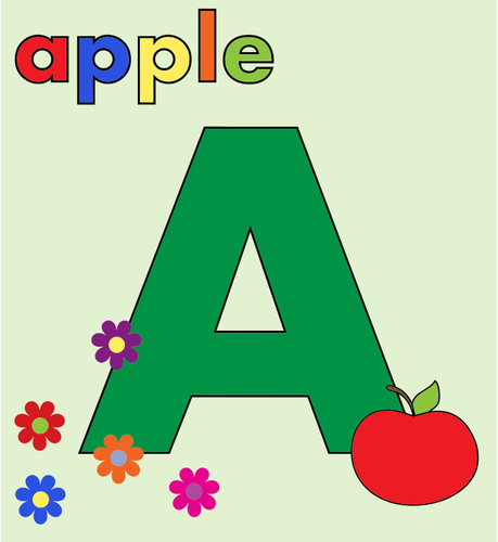Apple With Alphabet A Clipart