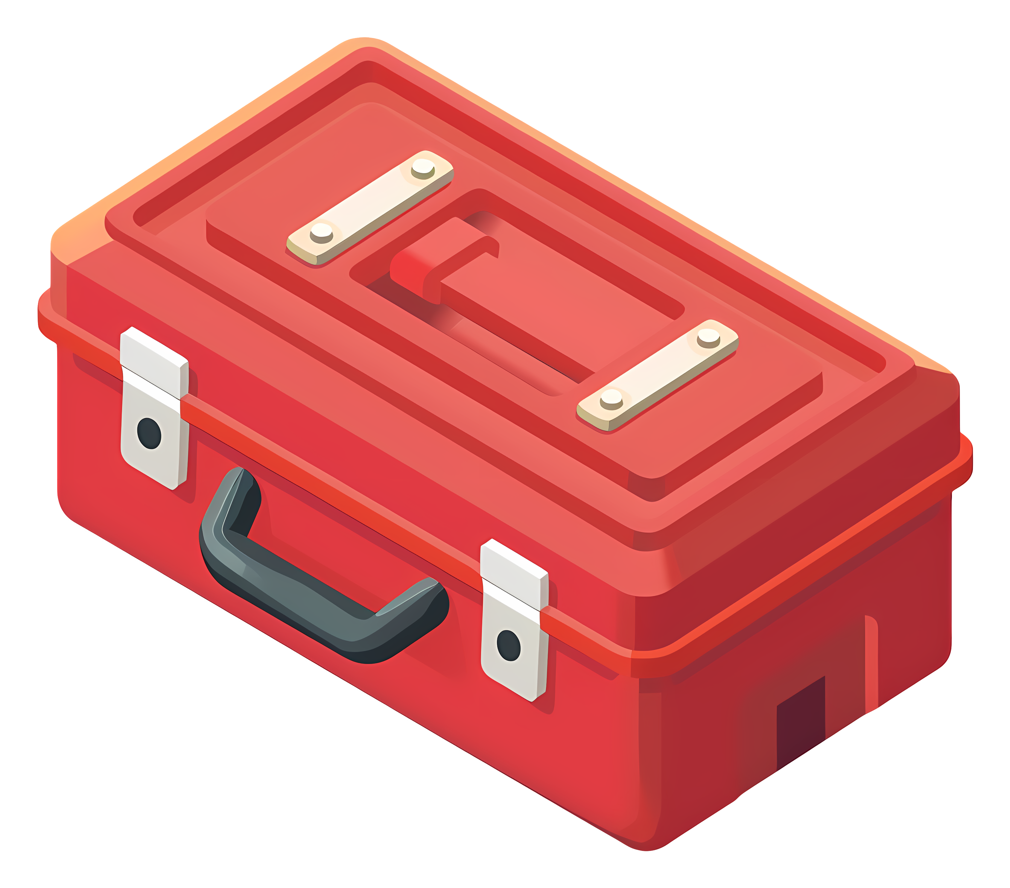 Red tool box with metal clasps Clipart