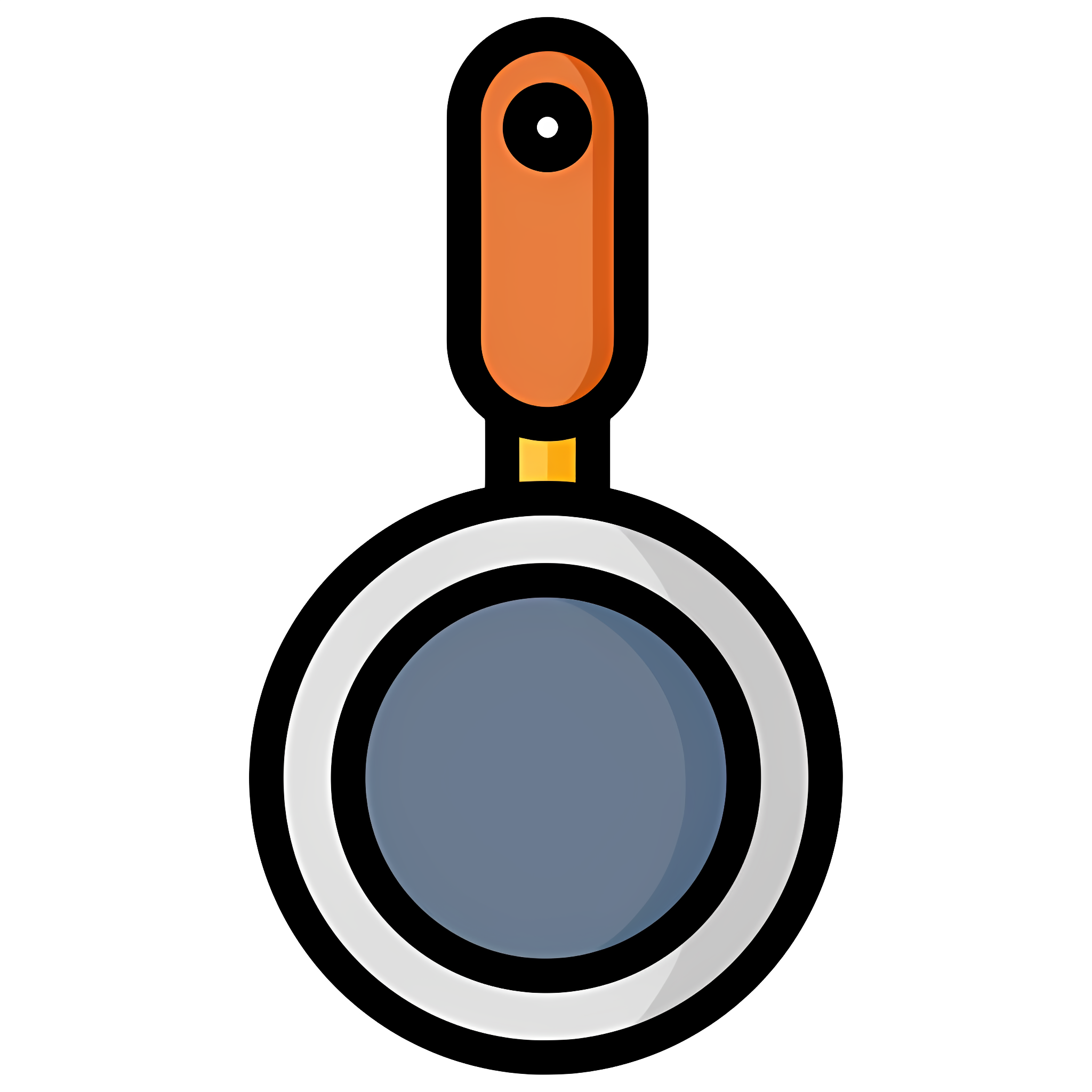 Circular pan with orange flame on black background Clipart