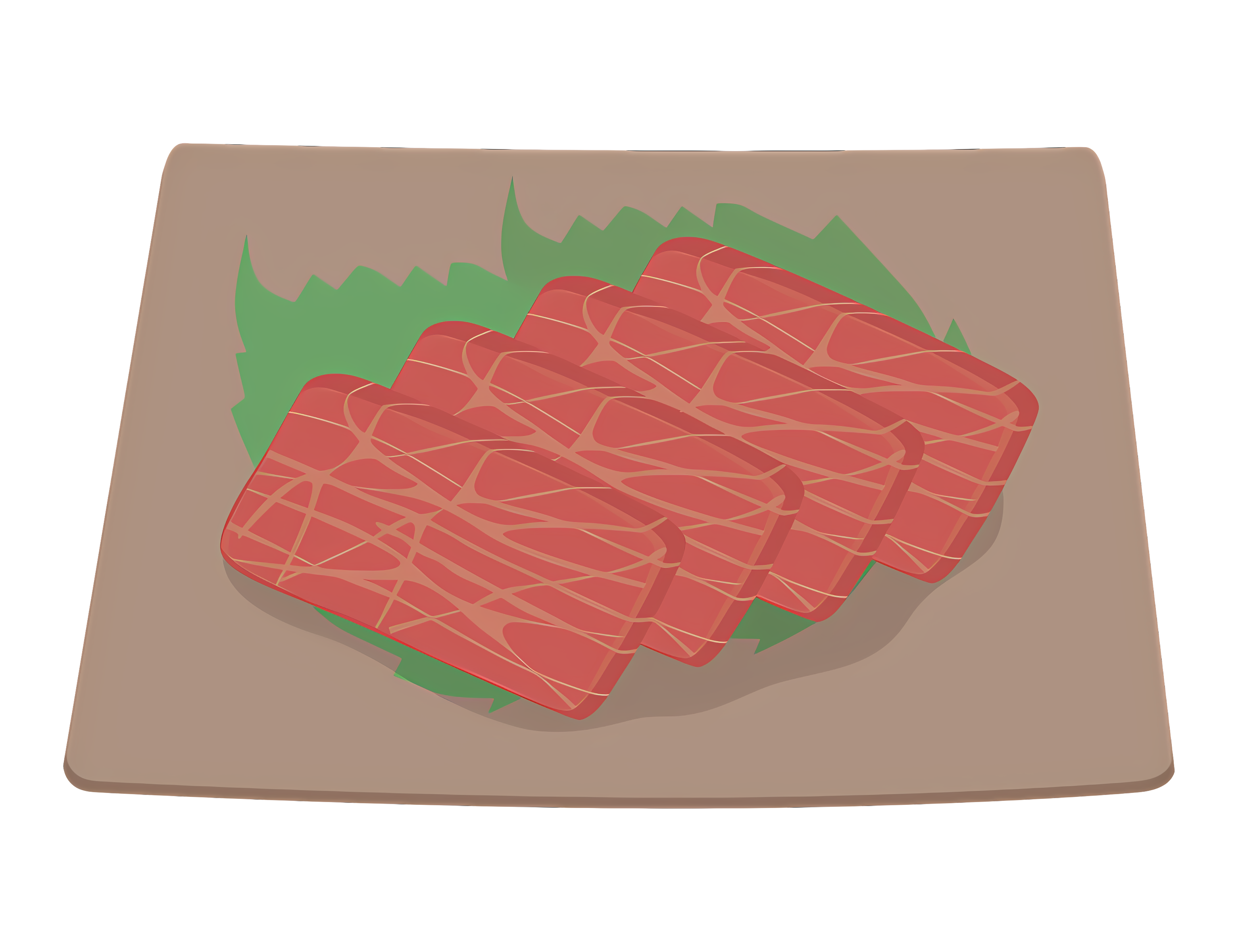 Raw sliced steak on wooden plate, covered Clipart