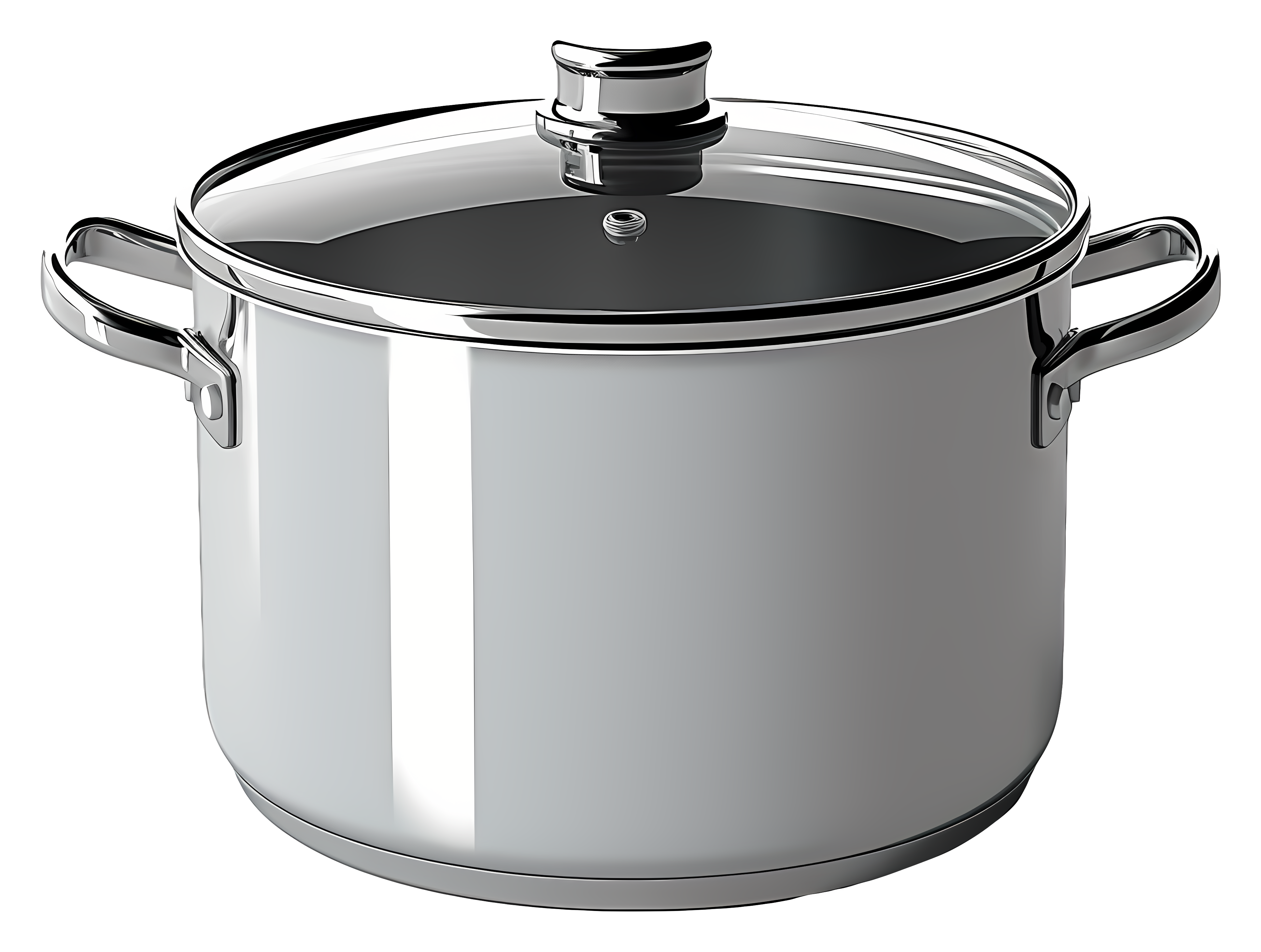 Shiny aluminum pot with handle and round bottom Clipart