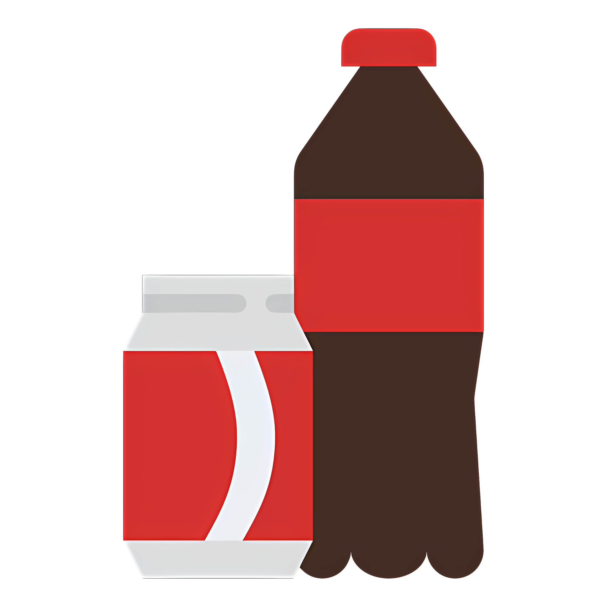 Red soda can and brown bottle of soda Clipart