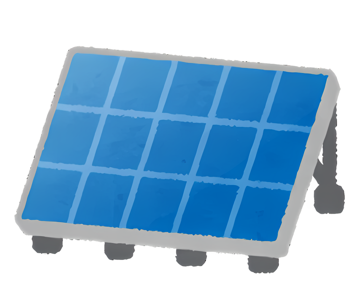 Rectangular frame with blue solar cells, metal rod Clipart