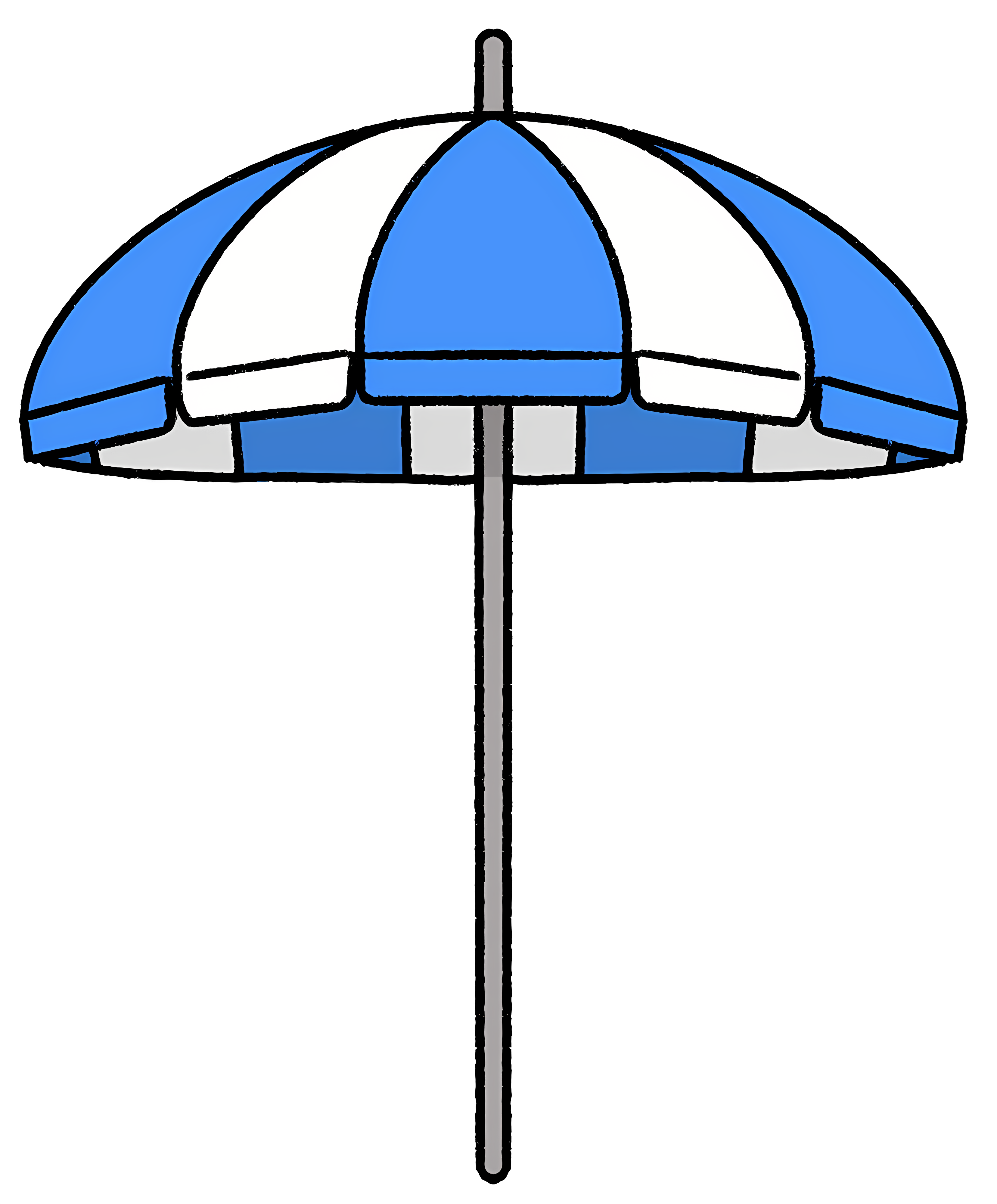 Functional blue and white umbrella in good condition Clipart