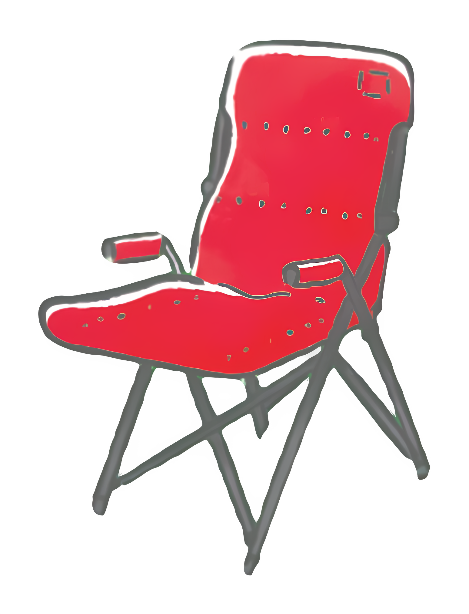 Red aluminum folding chair with black and white design Clipart