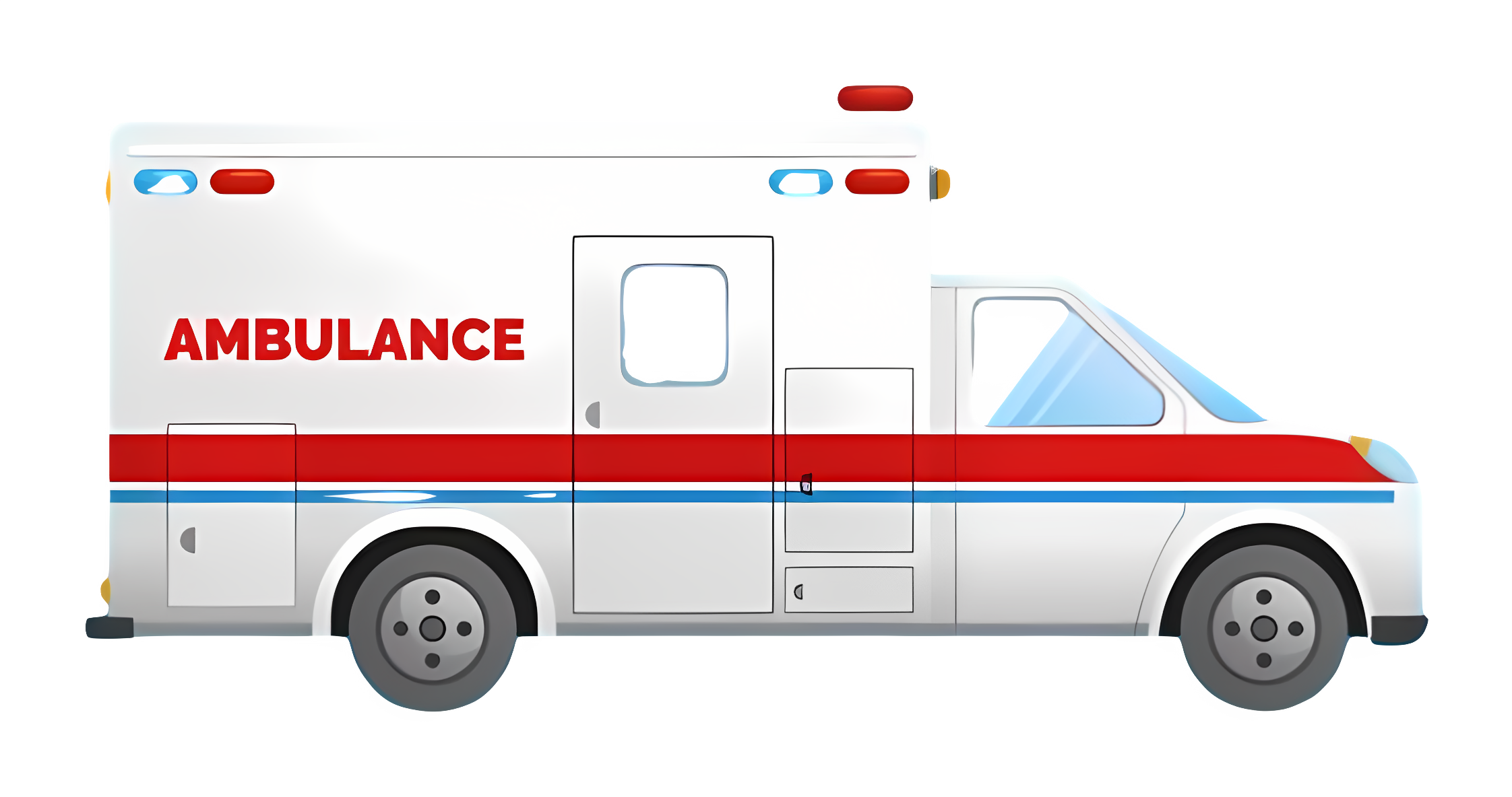 Red and white ambulance parked on black background Clipart