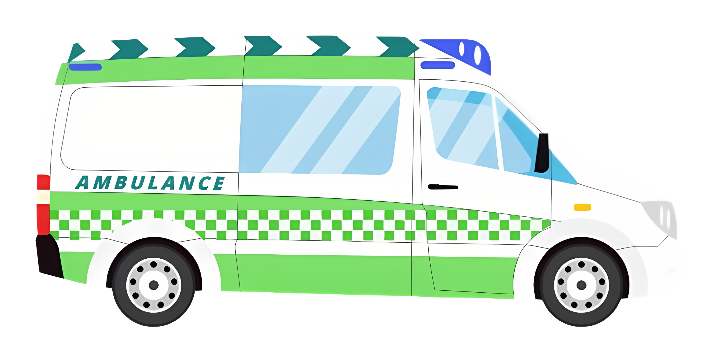 White ambulance with green stripe and cross Clipart