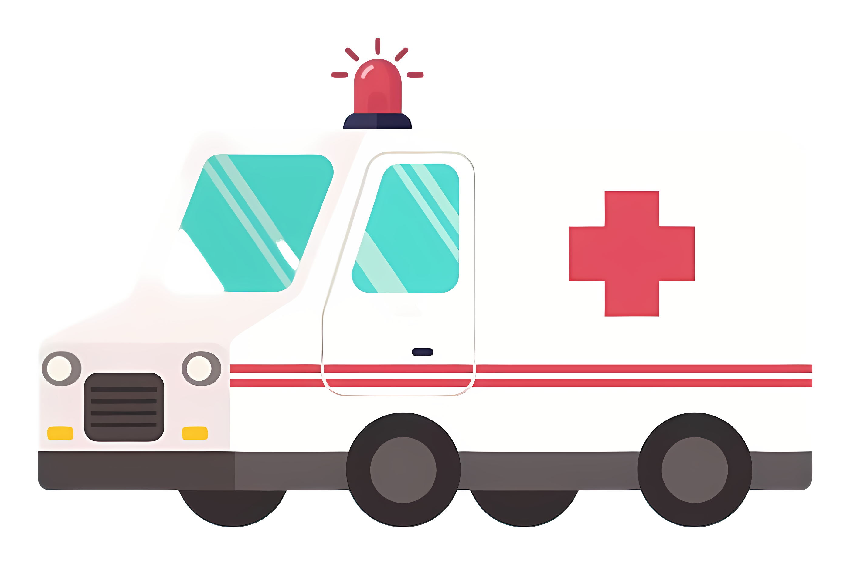 Ambulance with red cross and flashing lights Clipart