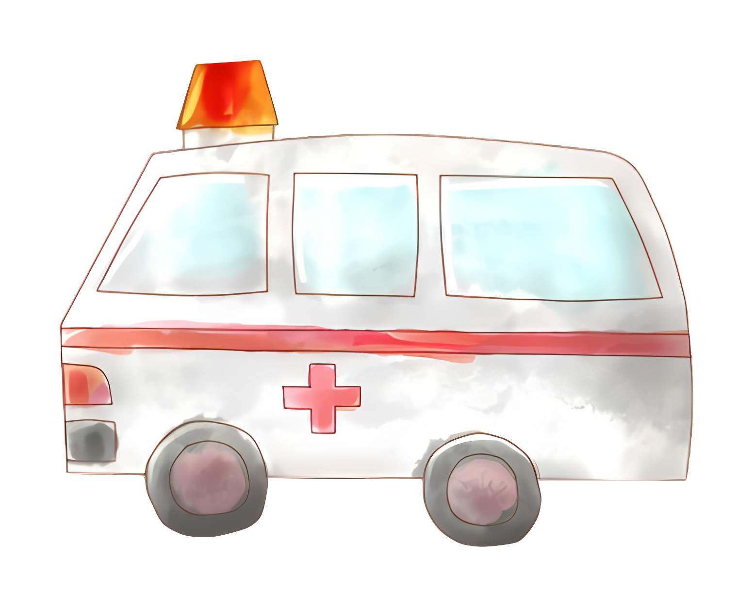 Watercolor painting of an ambulance on black background Clipart