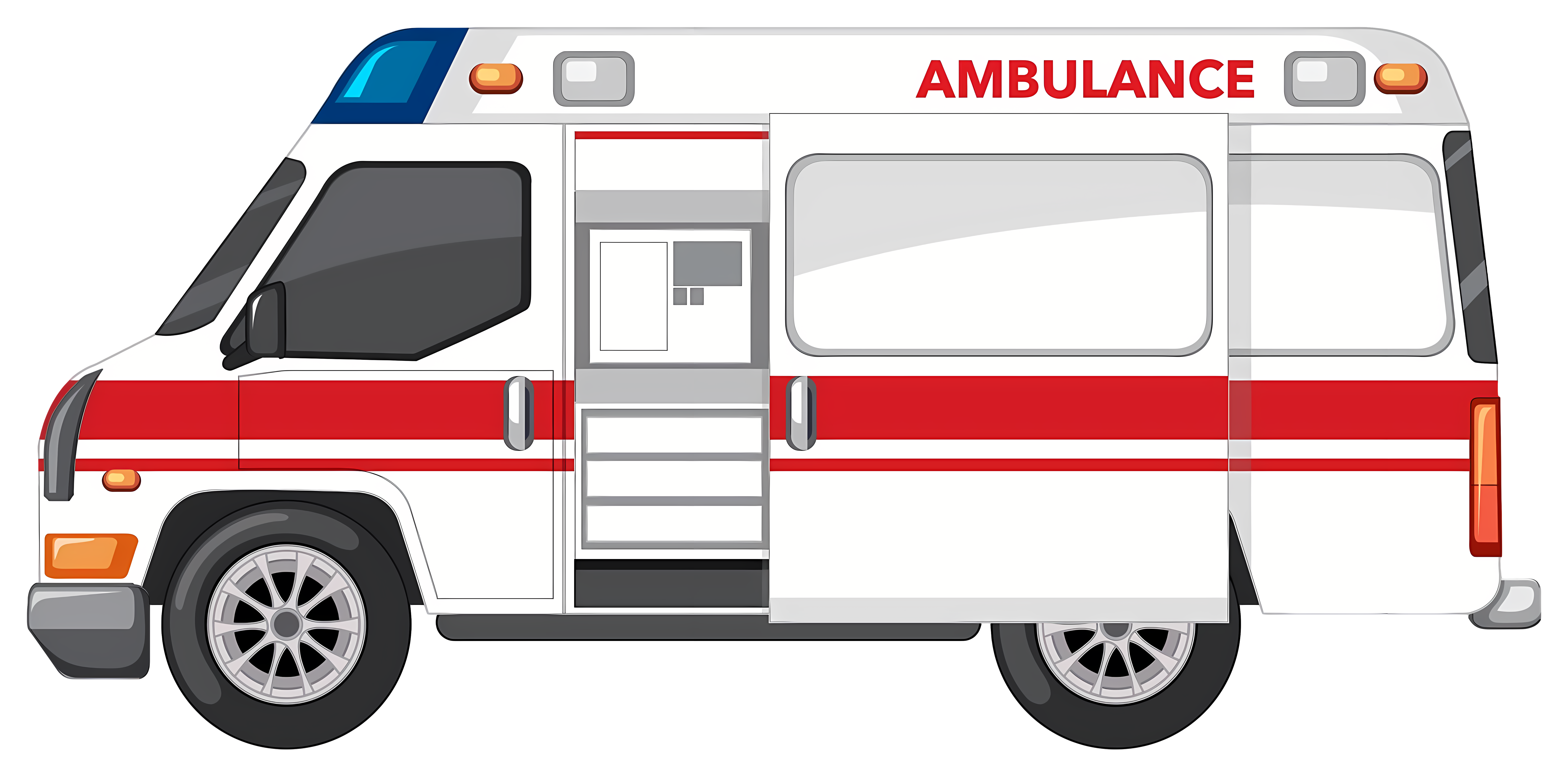 White ambulance with red and blue accents Clipart