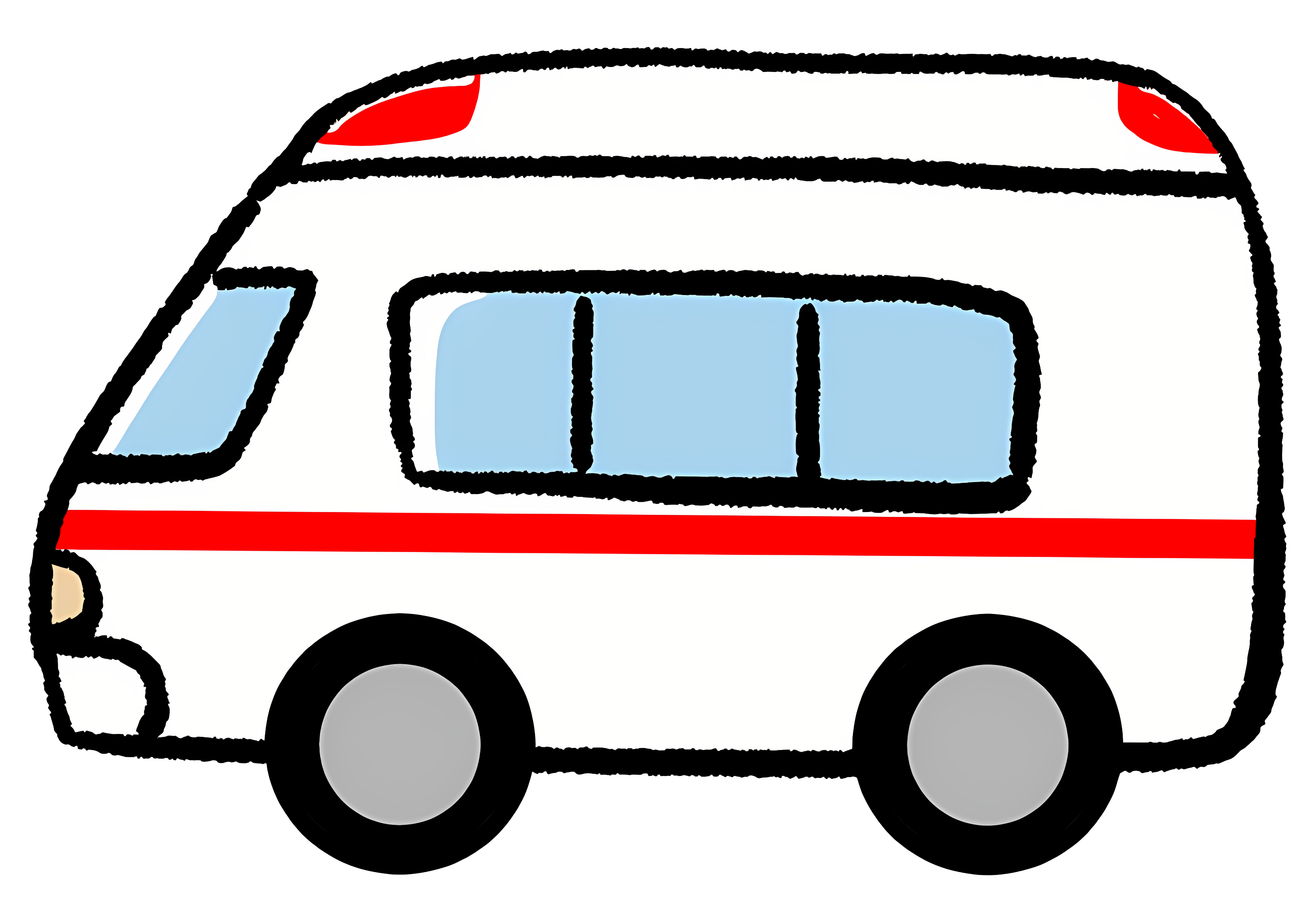 White and red ambulance with open rear door Clipart