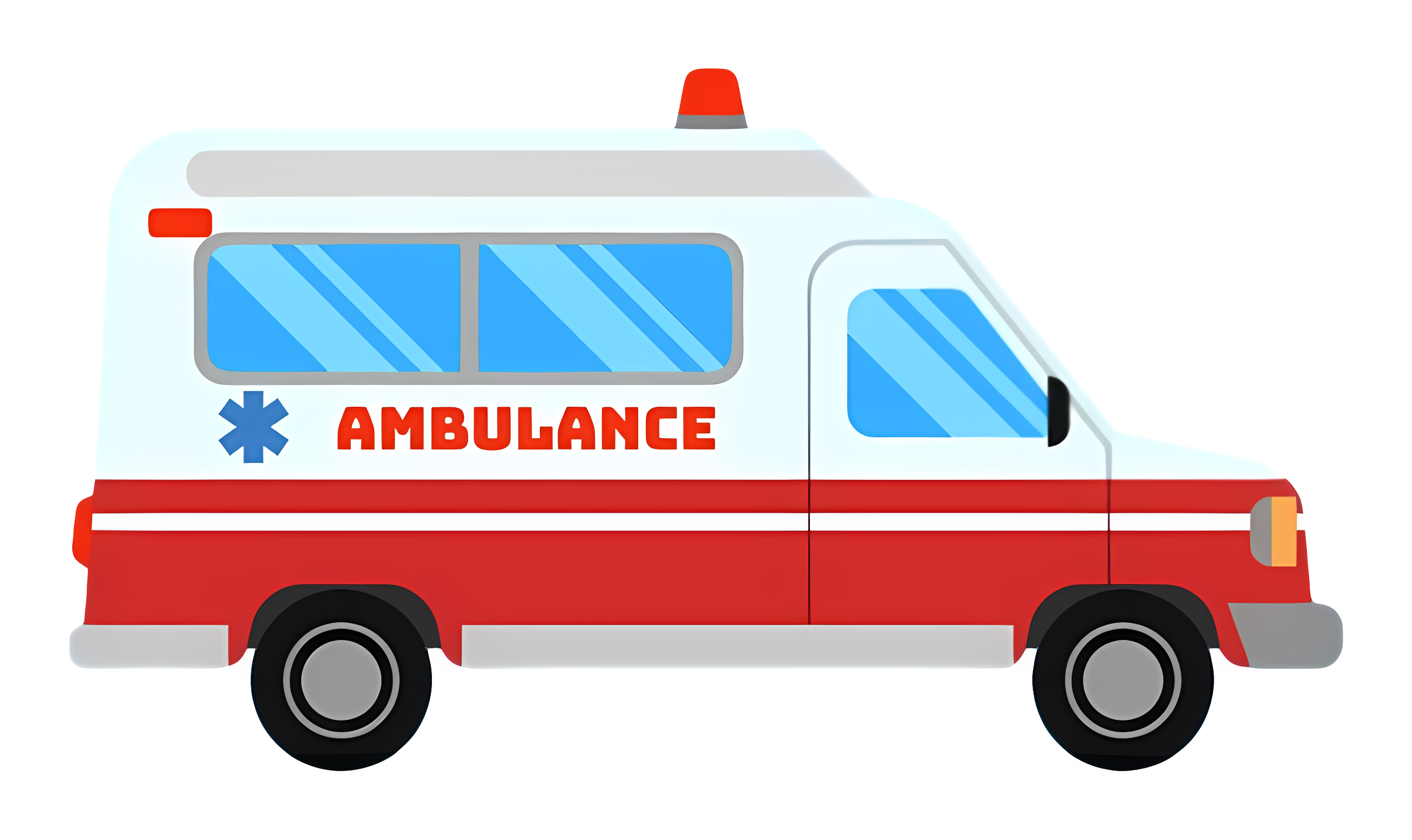 Red and white ambulance with lights and siren Clipart