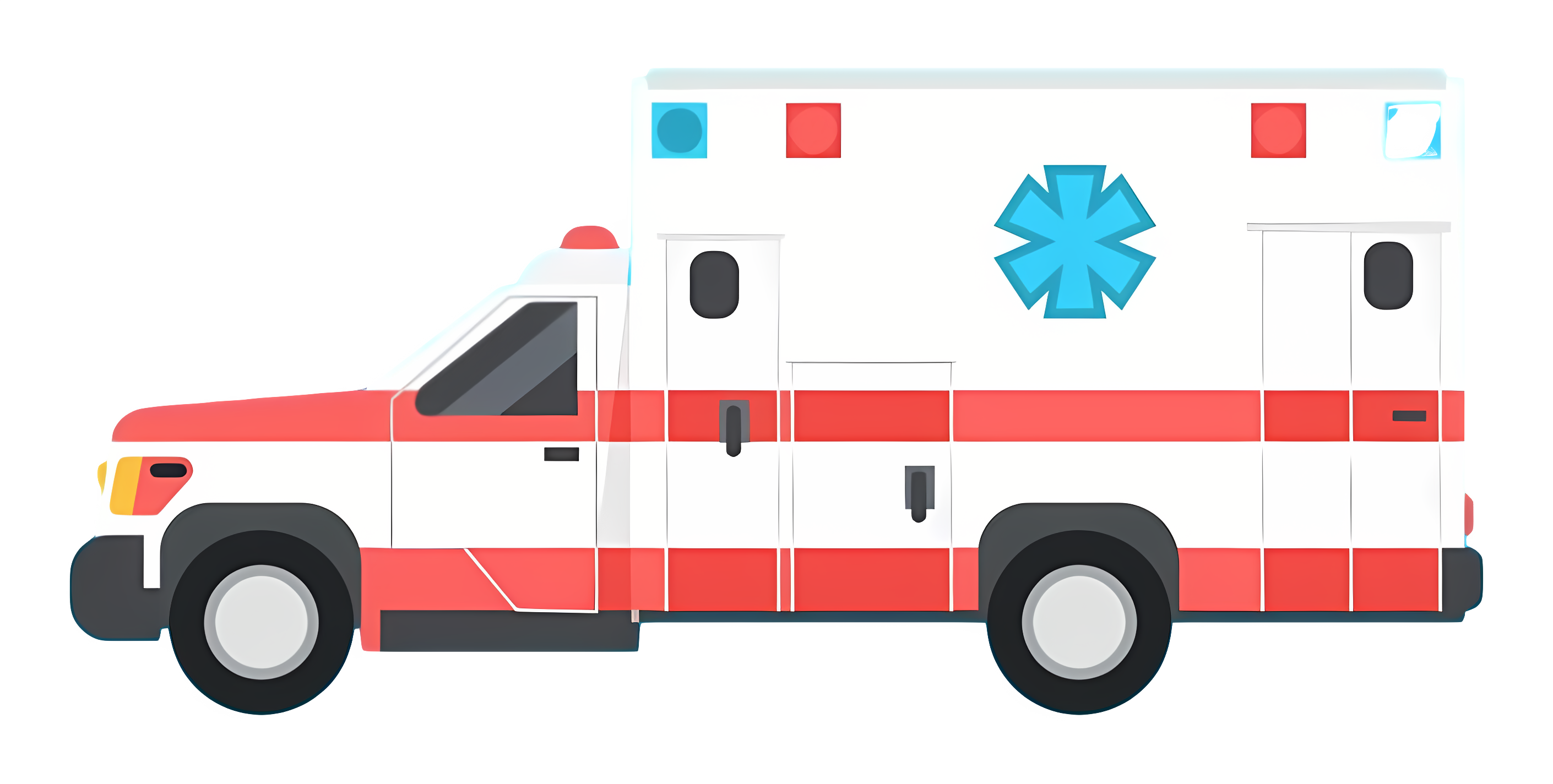 Emergency ambulance with siren, lights, and cross symbol Clipart