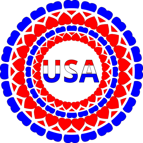 Word Usa In Heart Circles Clipart