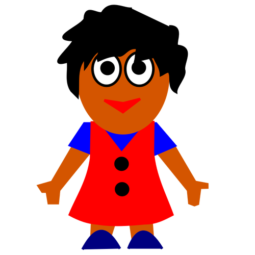 Of Happy Afro-American Girl In Red Dress Clipart