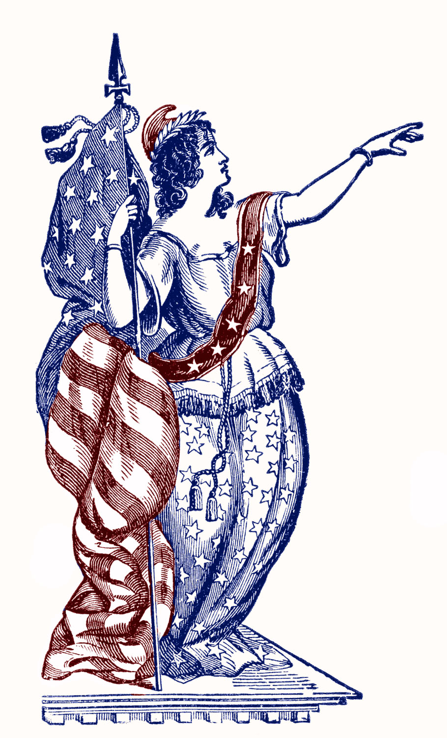 Vintage Patriotic Lady Liberty 4Th Of July Clipart