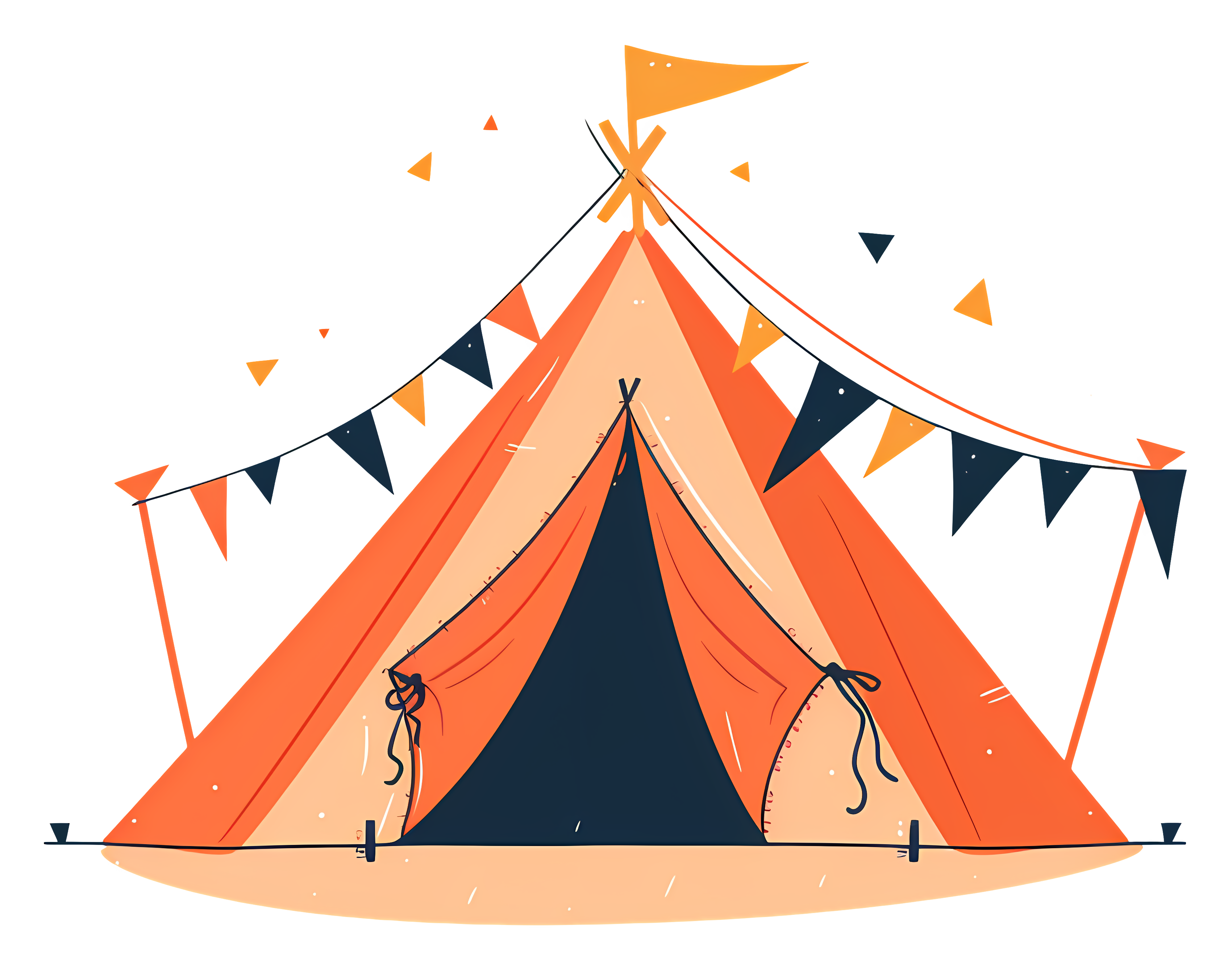 Hand-painted American flag tent in sunny setting Clipart