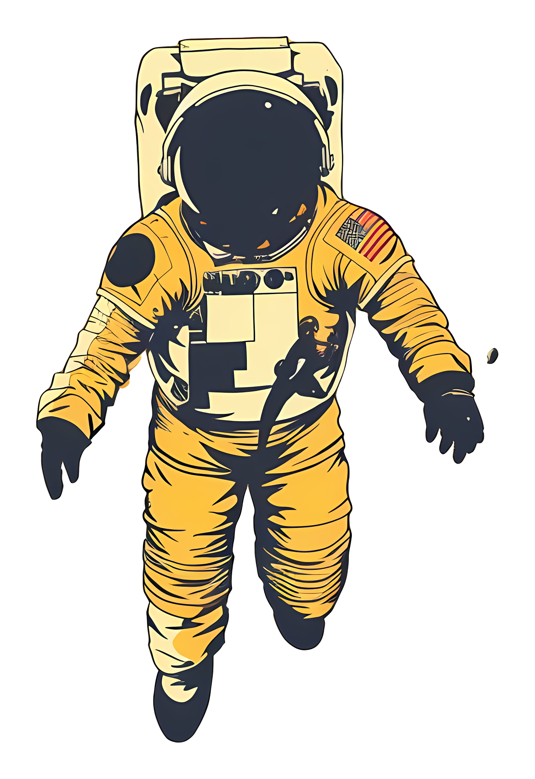 Astronaut in yellow suit with American flag Clipart