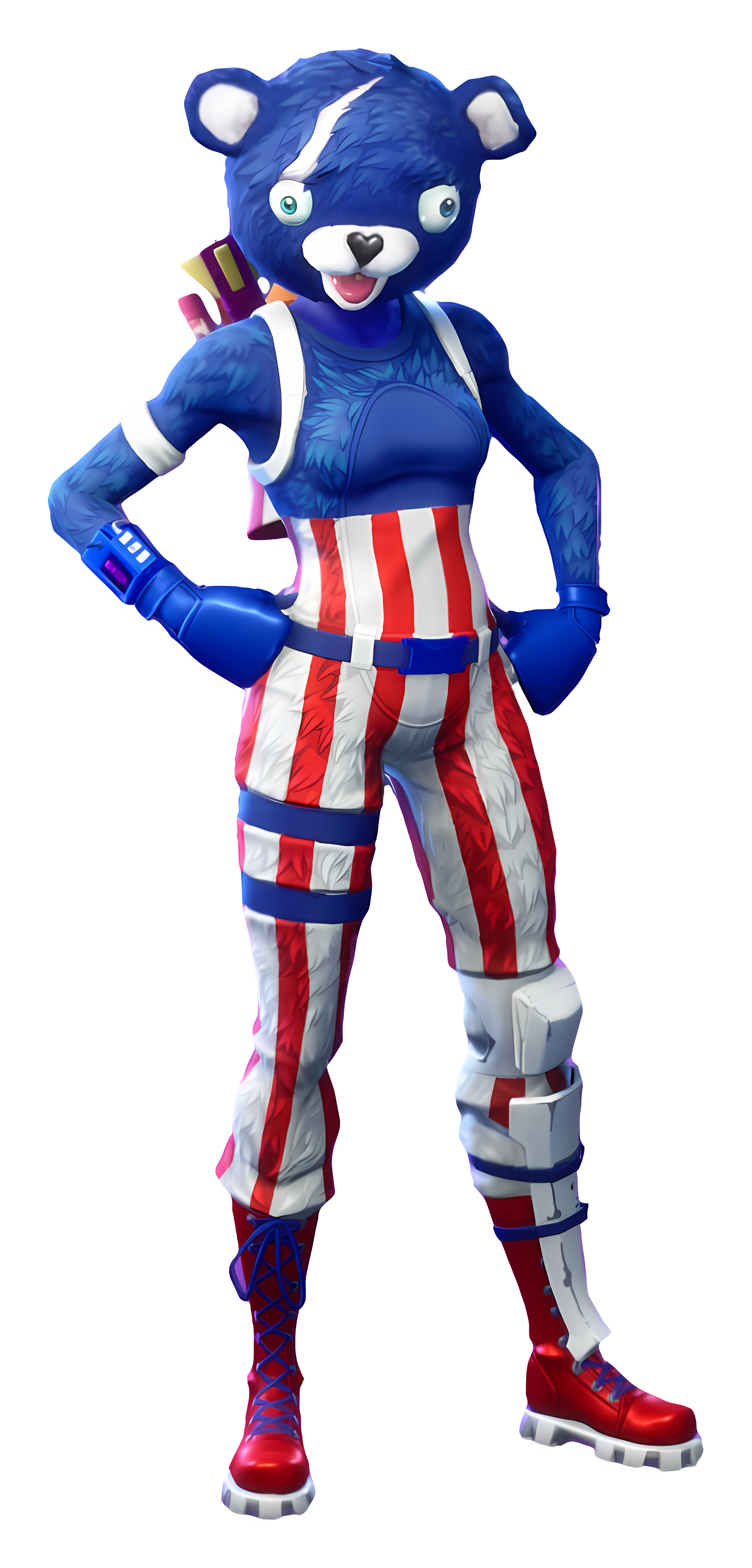 Cartoon bear wearing American flag outfit and boots Clipart