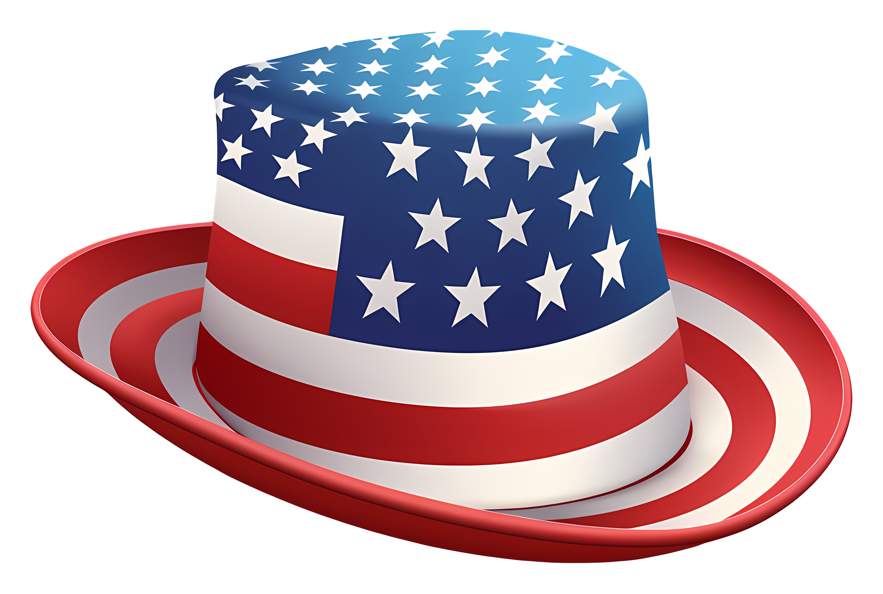 American flag-themed hat with straw brim Clipart