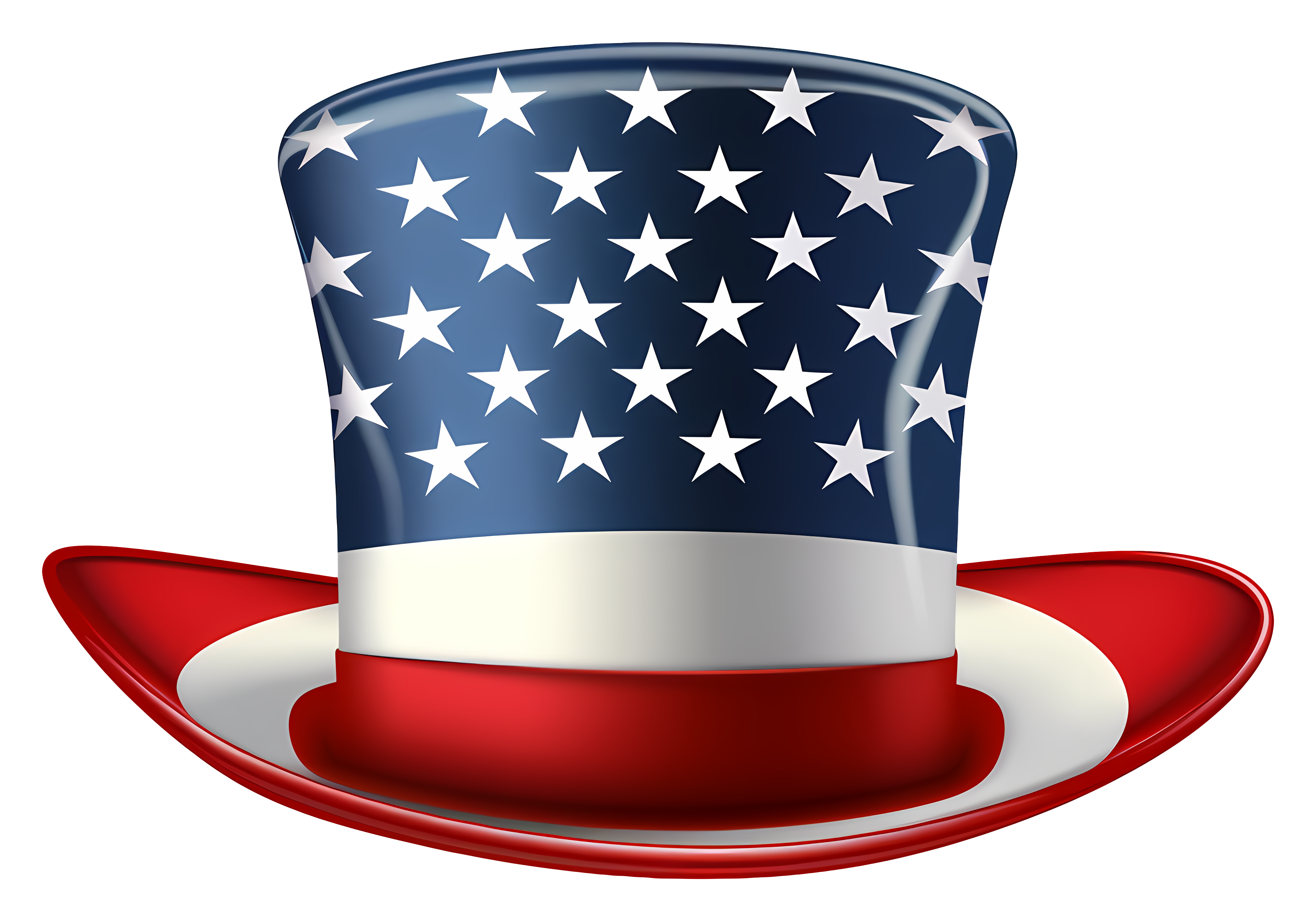 American flag top hat with stars on brim Clipart