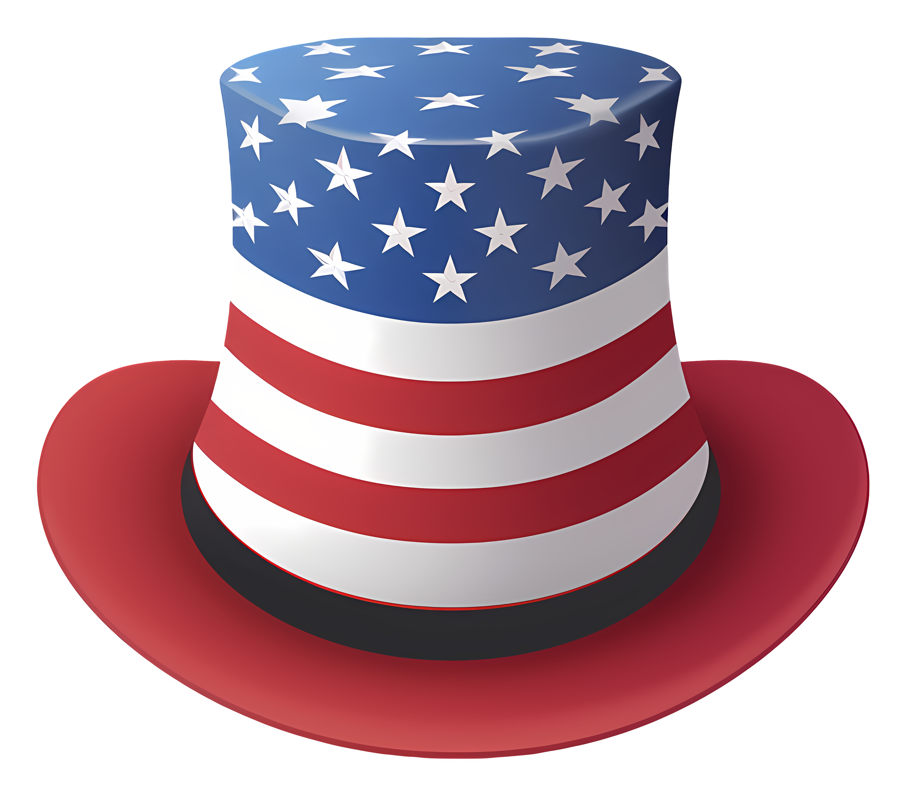 American flag top hat with black band Clipart