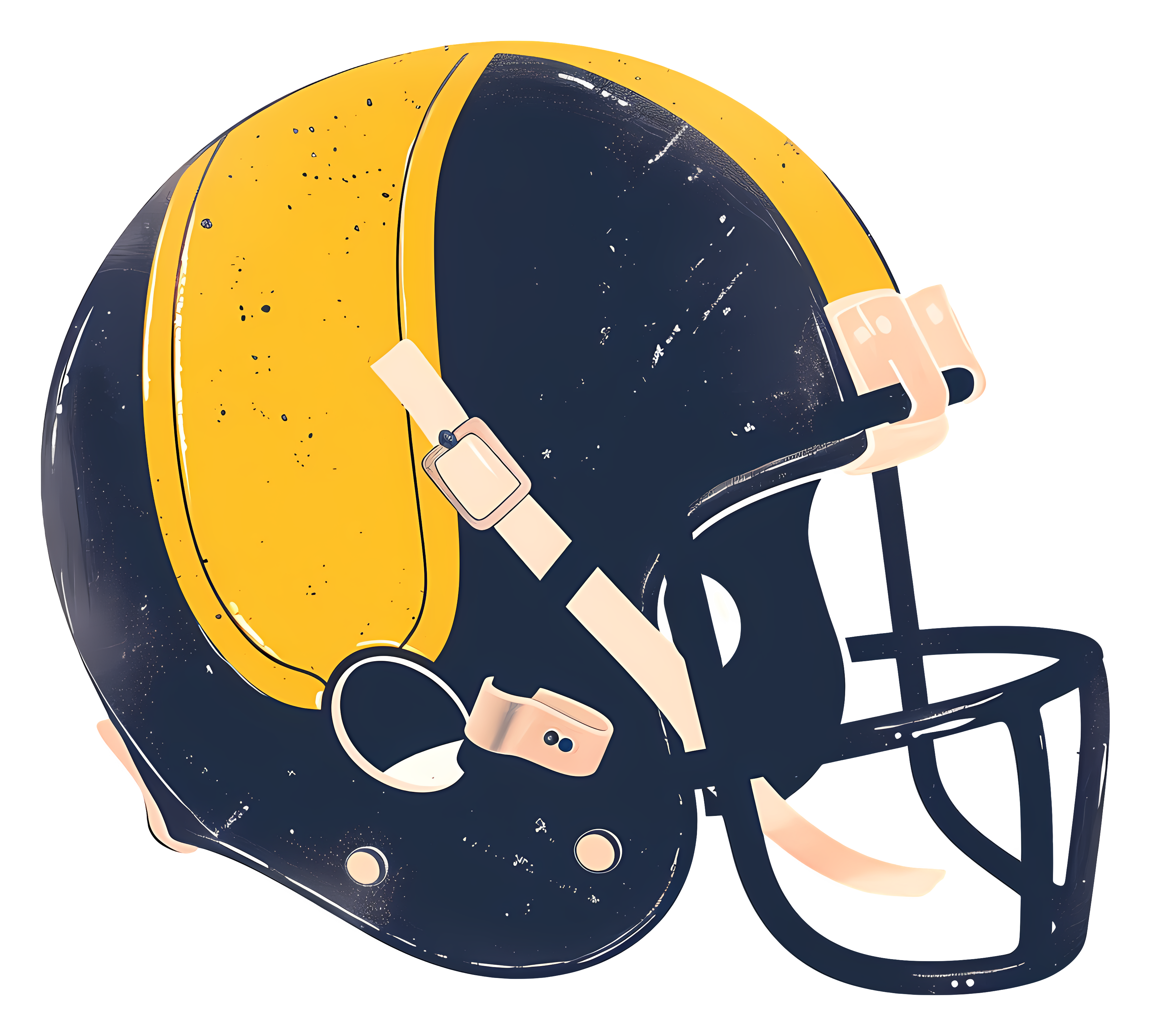 Yellow and blue football helmet with white facemask Clipart